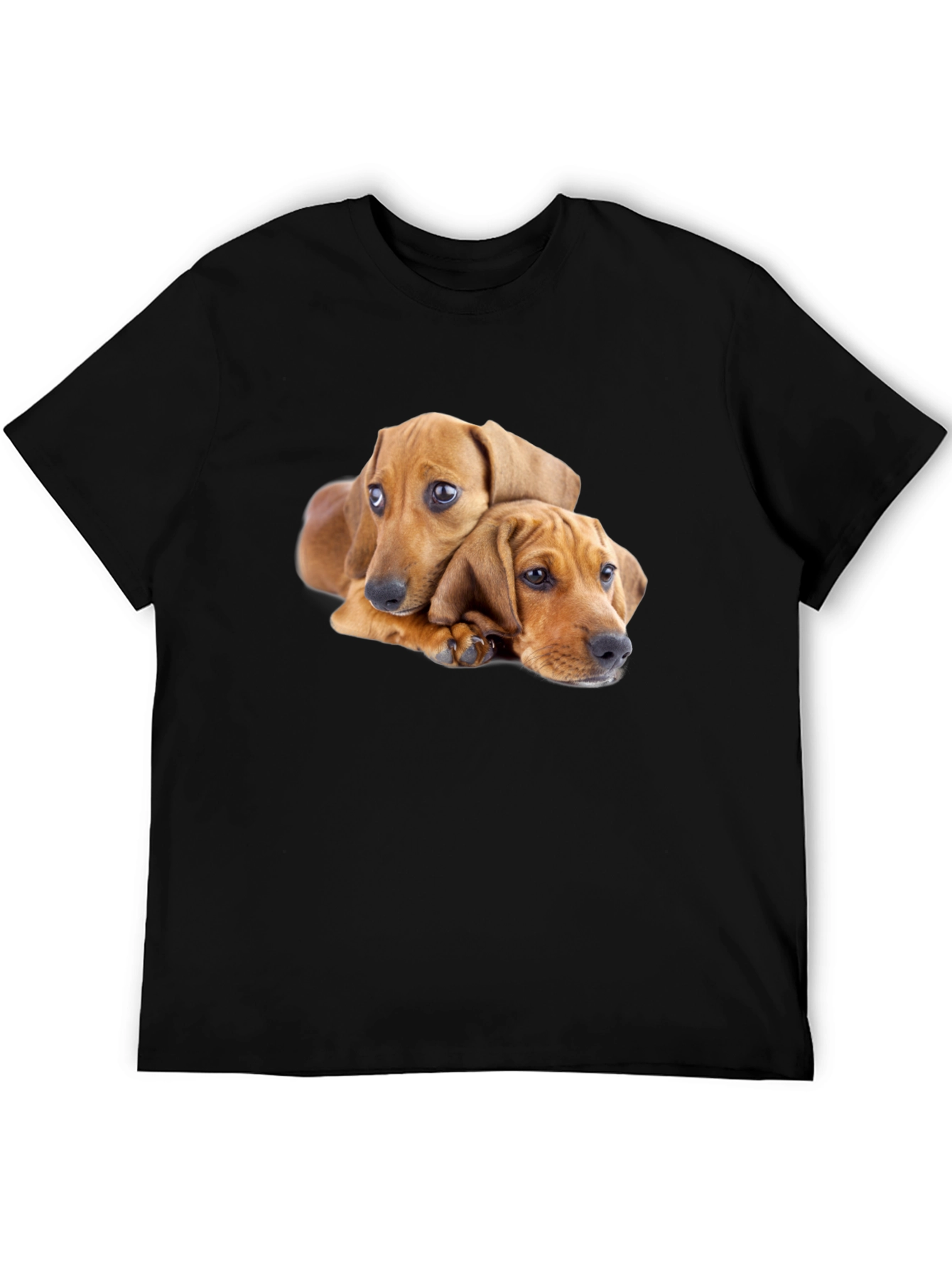 Black Cute Puppies Graphic Black T-Shirt view 5