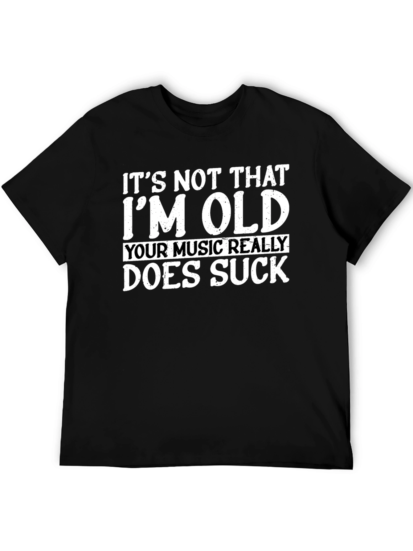Black Funny Old Music Sucks Graphic T-Shirt view 5