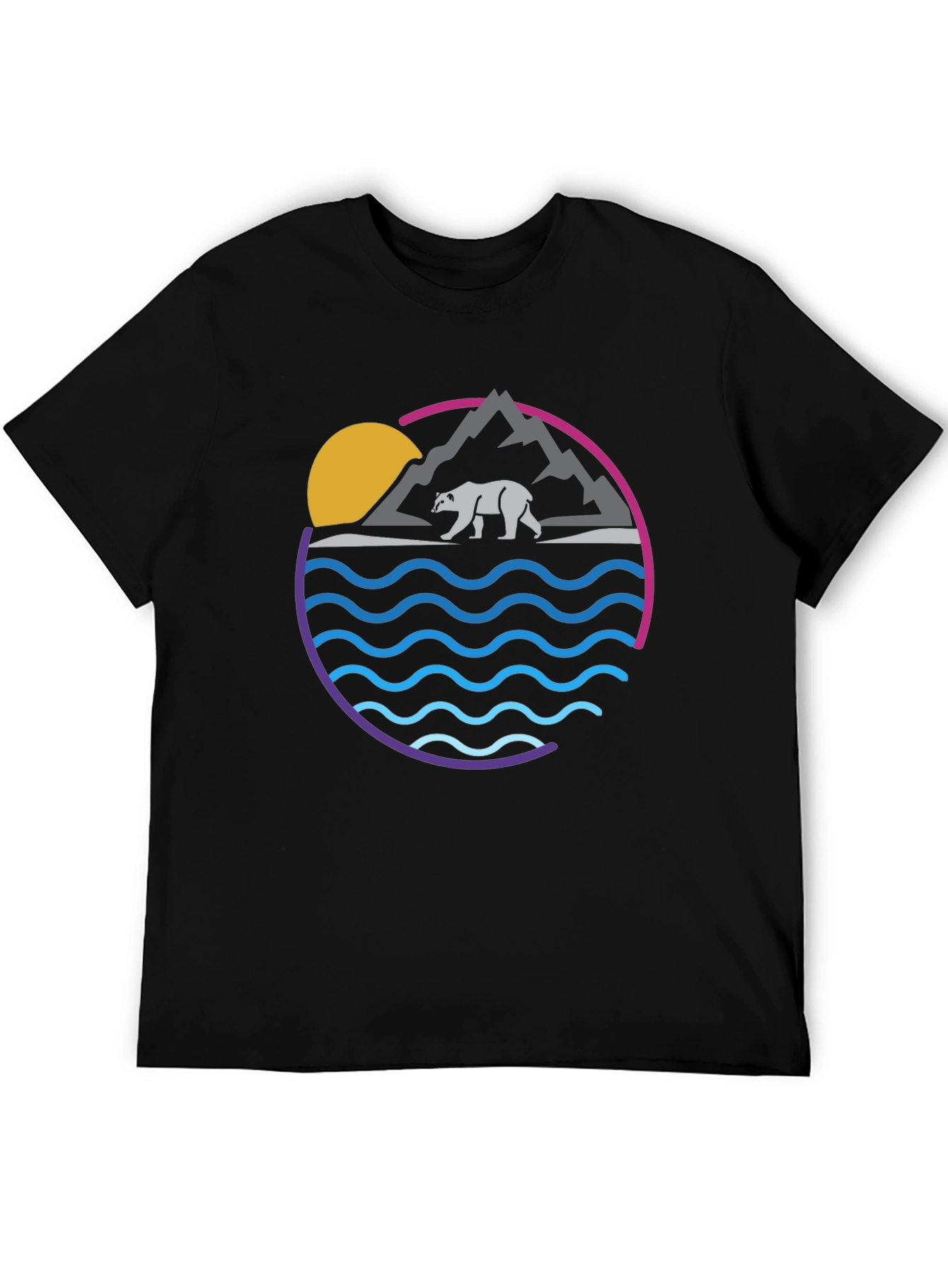 Bear Mountain Wave Graphic Tee - Cool Nature Shirt - 5