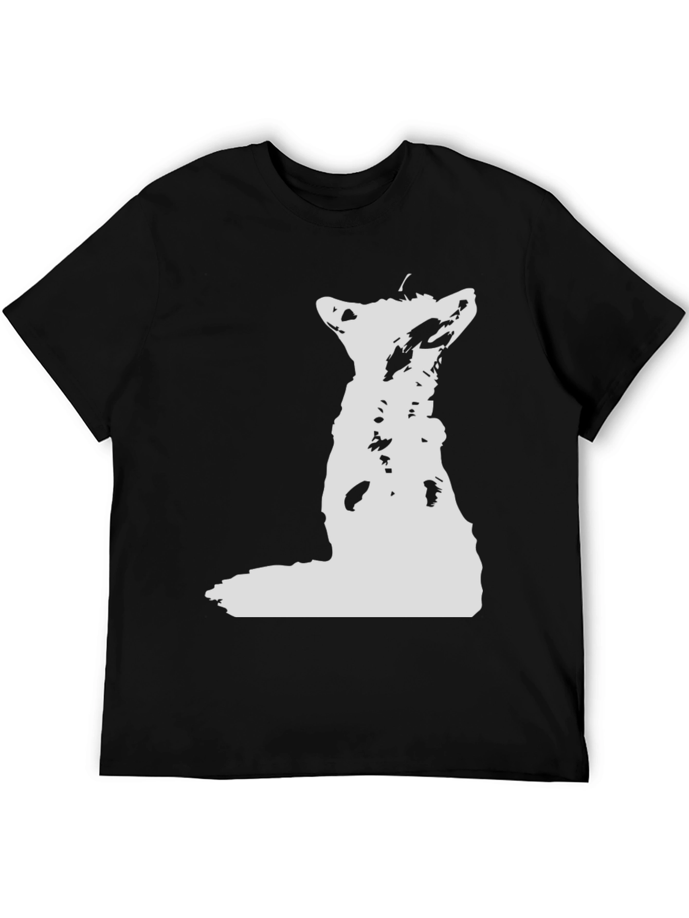 Black White Wolf Graphic Black Tee view 5
