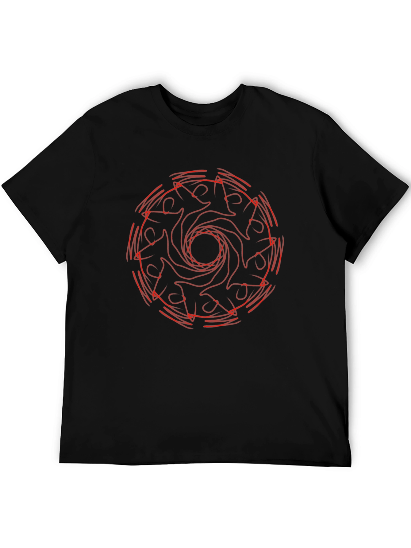 Black Abstract Vortex Graphic Tee - Black Cotton Blend Shirt view 5