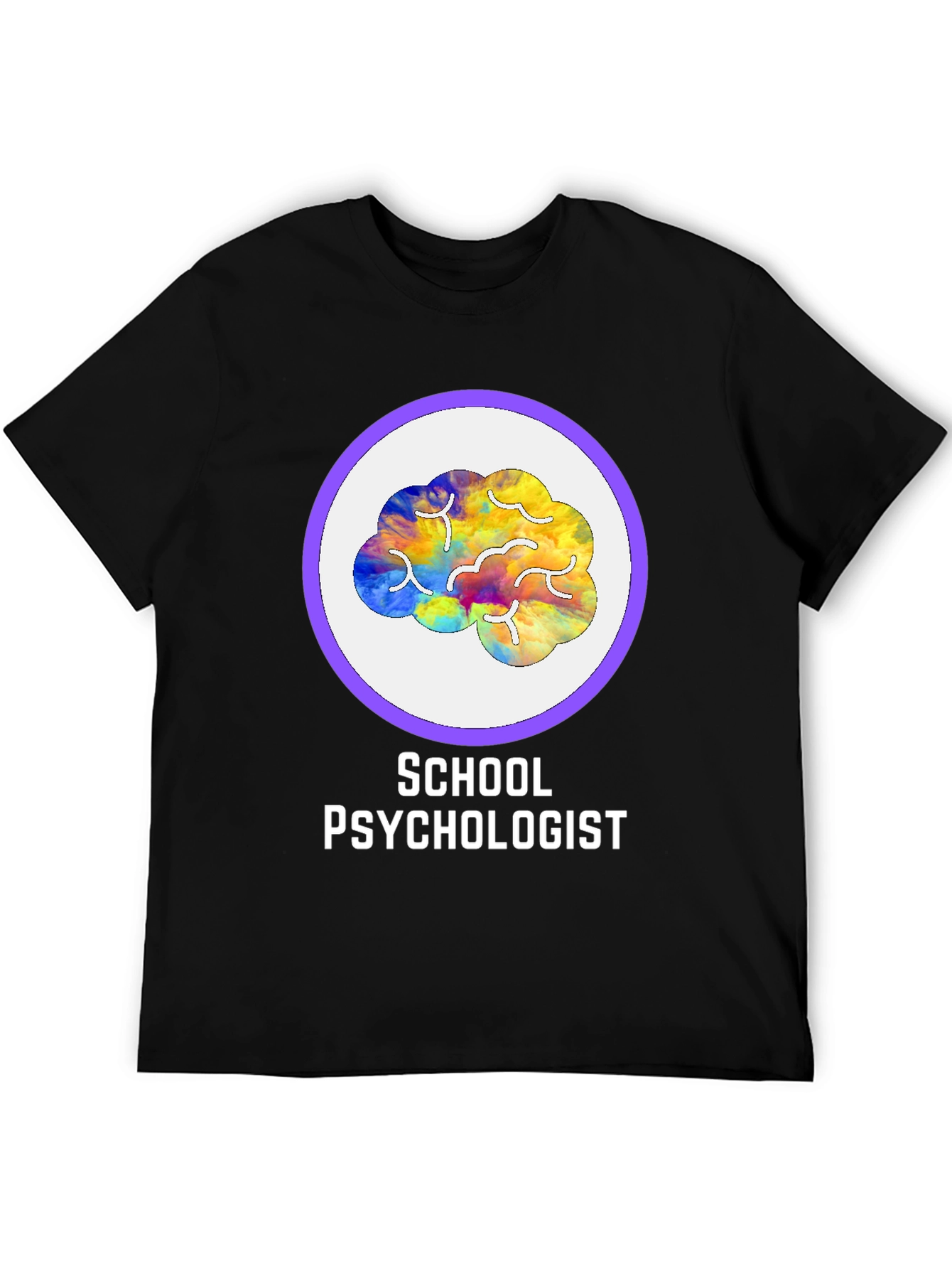 Black School Psychologist Brain Graphic Tee view 5