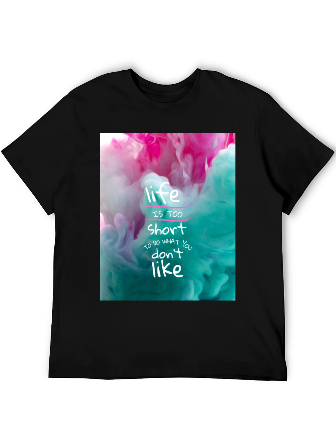 Black Life is Short Graphic Tee - Black Cotton T-Shirt view 5