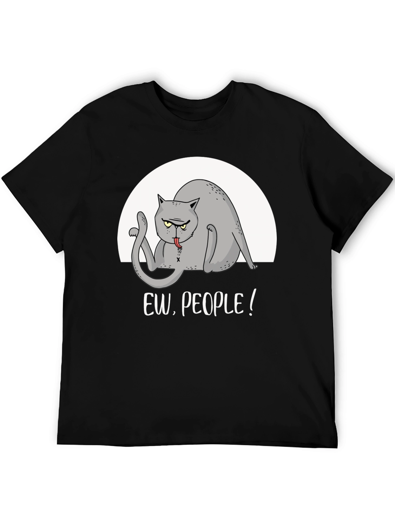 Black Ew, People! Graphic Tee - Funny Cat T-Shirt view 5