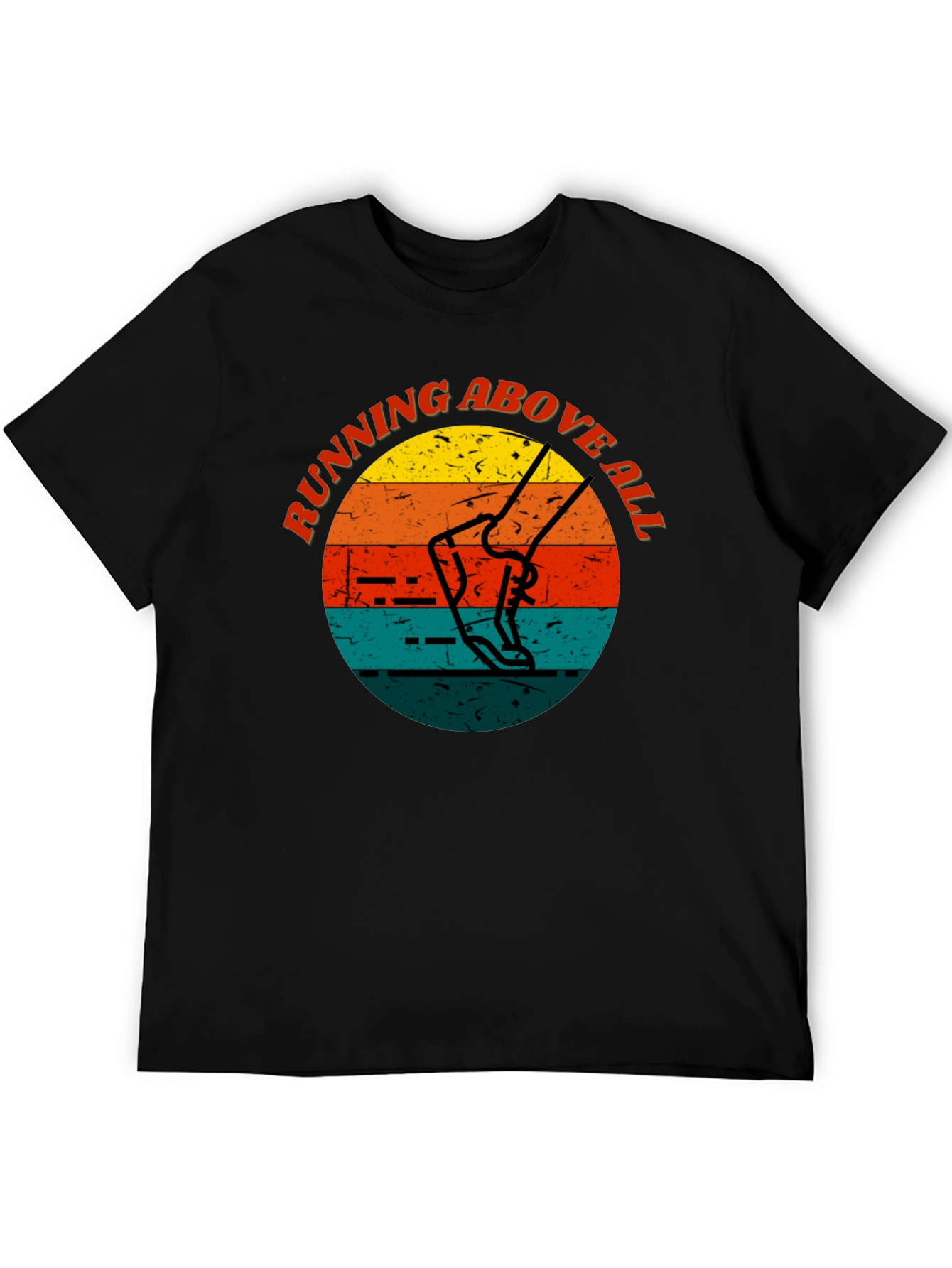 Black Running Above All Retro Style T-Shirt view 5
