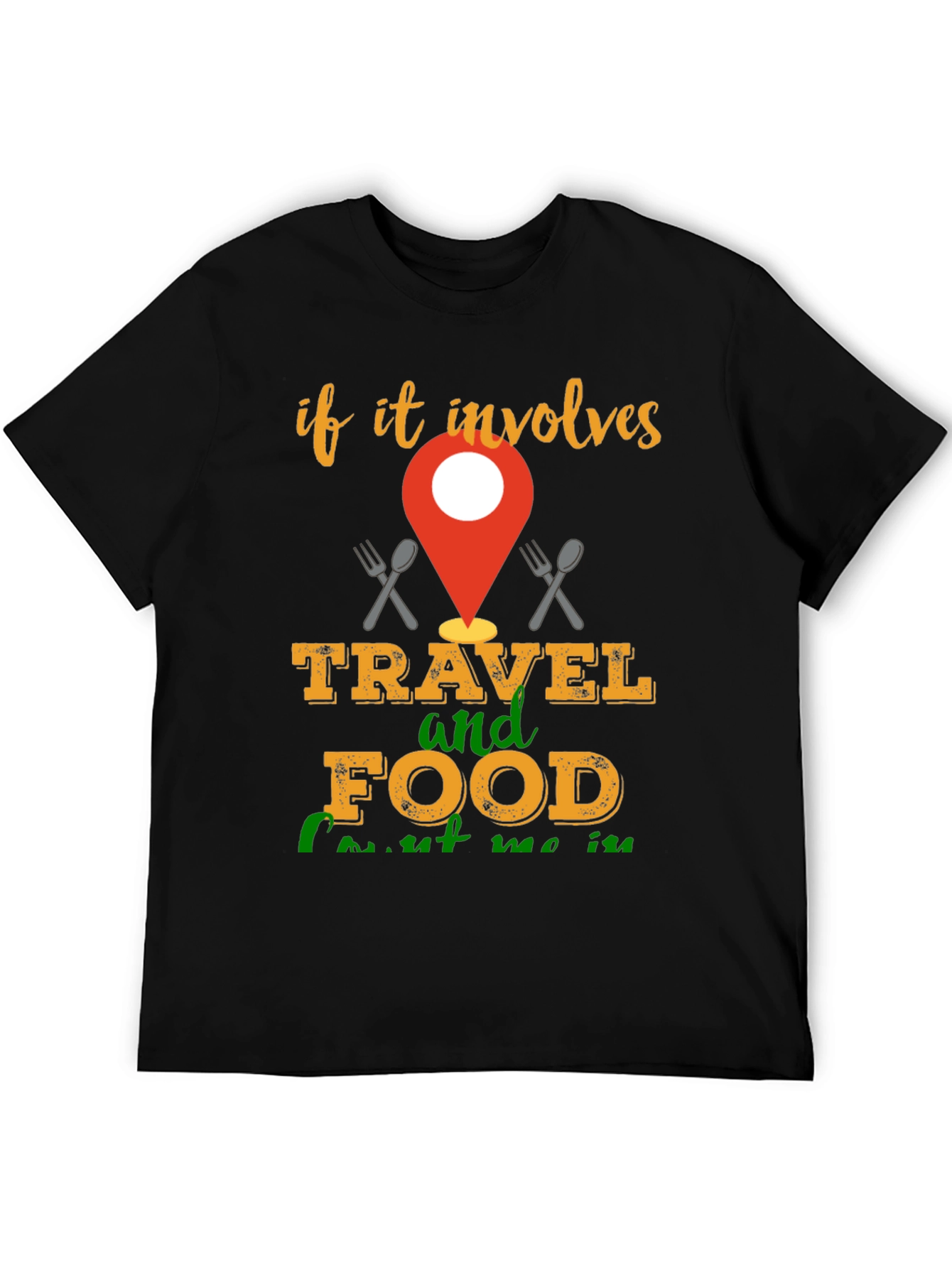 Black Travel & Food T-Shirt - Involve Me! view 5