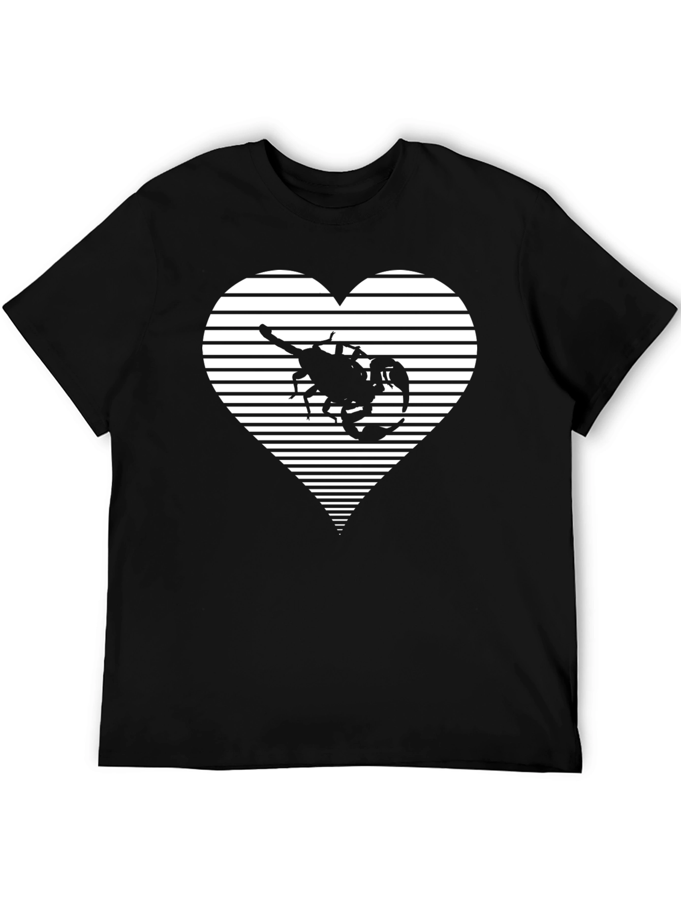 Black Striped Heart Scorpion Graphic Tee view 5
