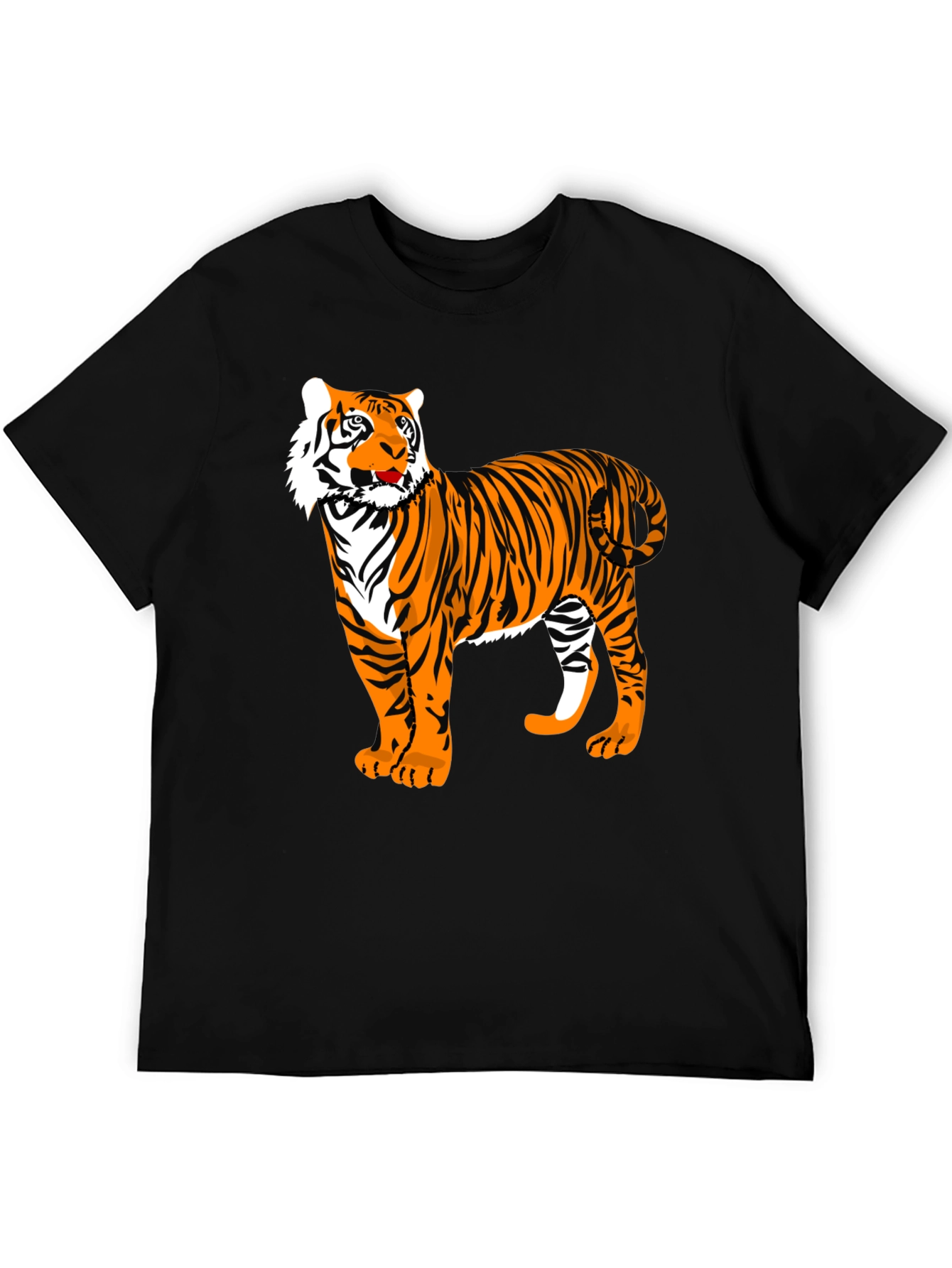 Black Bold Tiger Graphic Tee - Black Cotton view 5