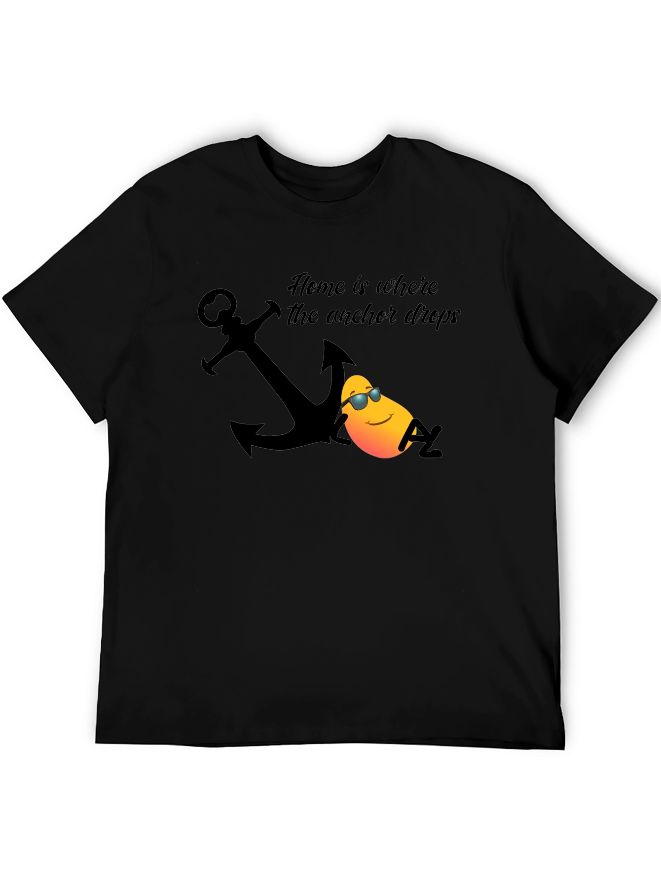 Black Nautical Relax T-Shirt: Home is Where the Anchor Drops view 5