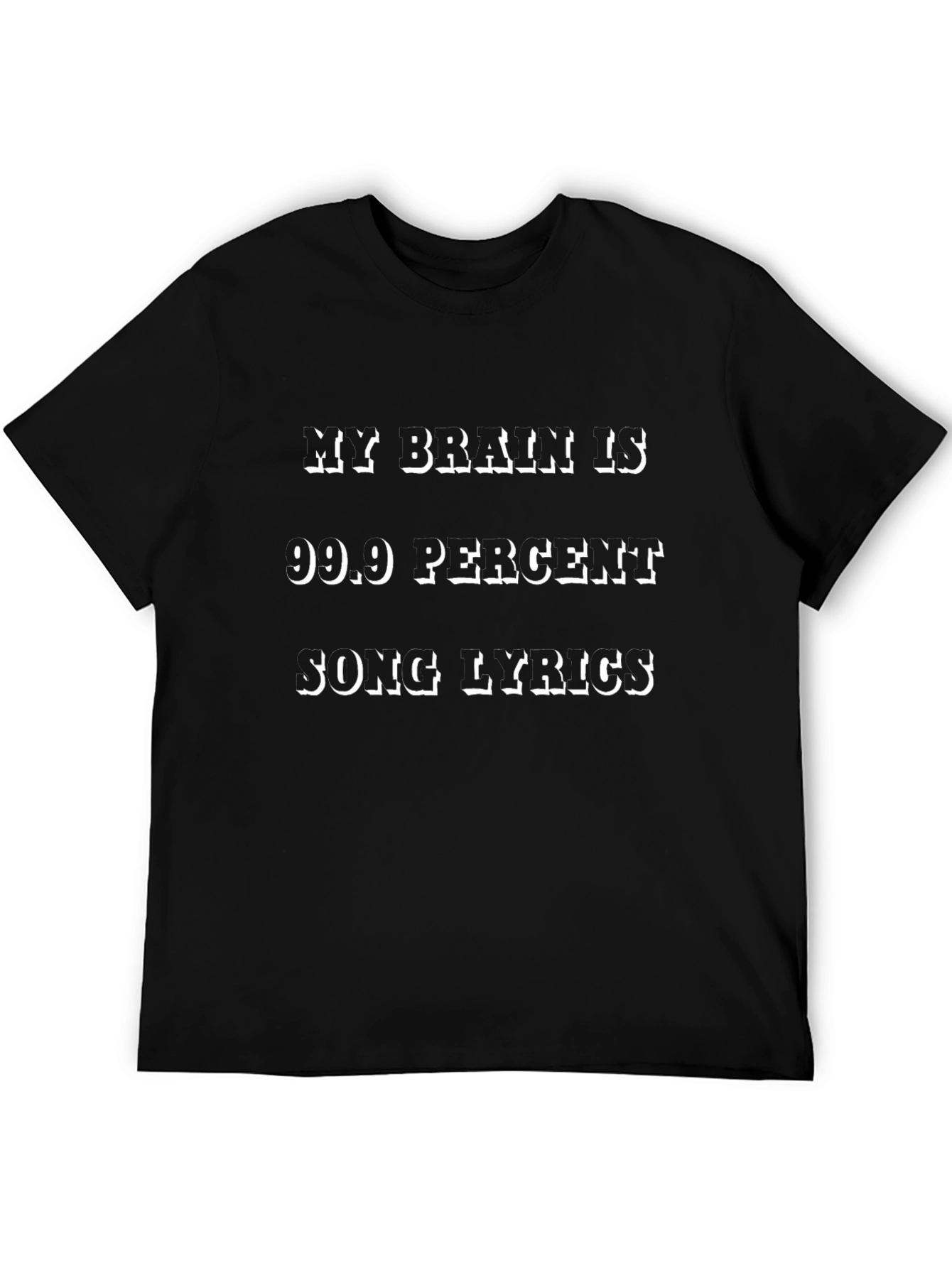 Black Song Lyrics Brain Tee - Funny Music Lover Shirt view 5