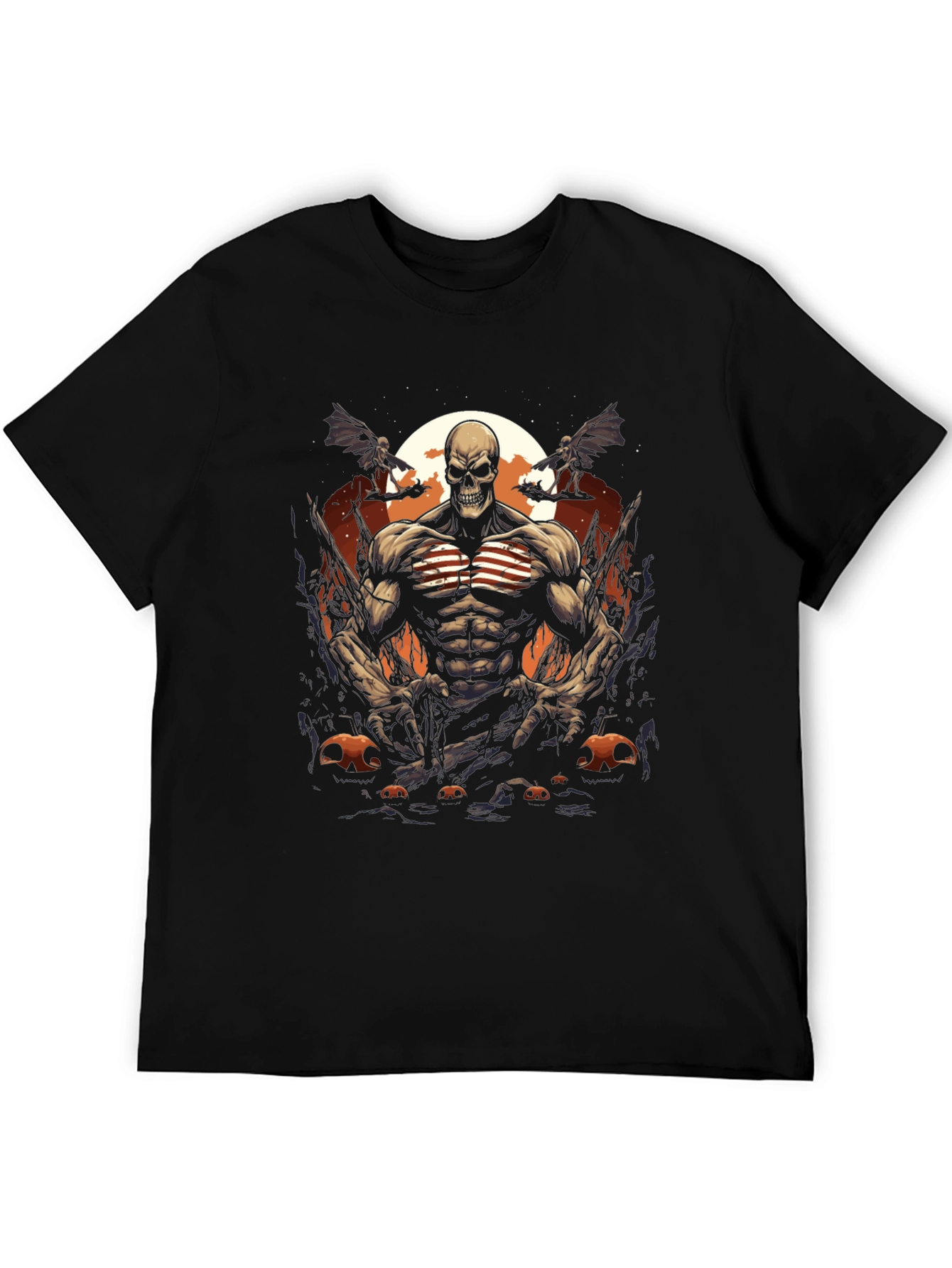 Black Skull Patriot Halloween Graphic Tee view 5