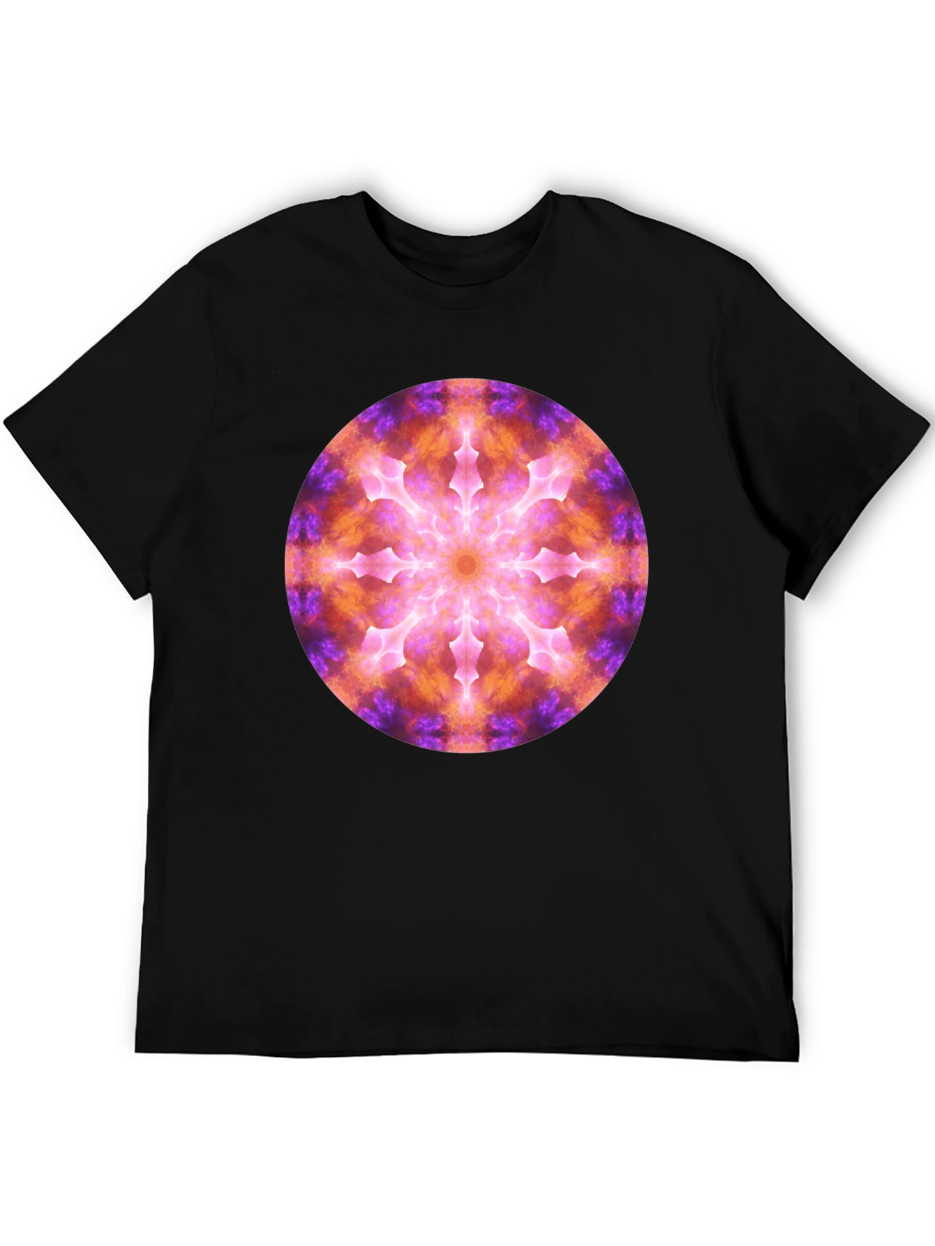Black Cosmic Mandala Graphic Black T-Shirt view 5