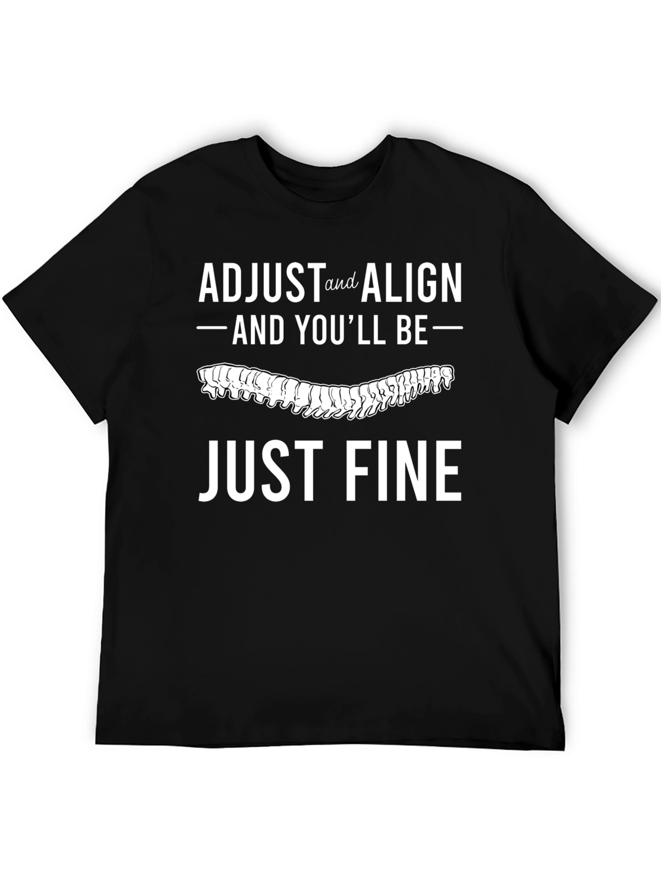 Black Adjust and Align T-Shirt Chiropractic Spine Tee view 5
