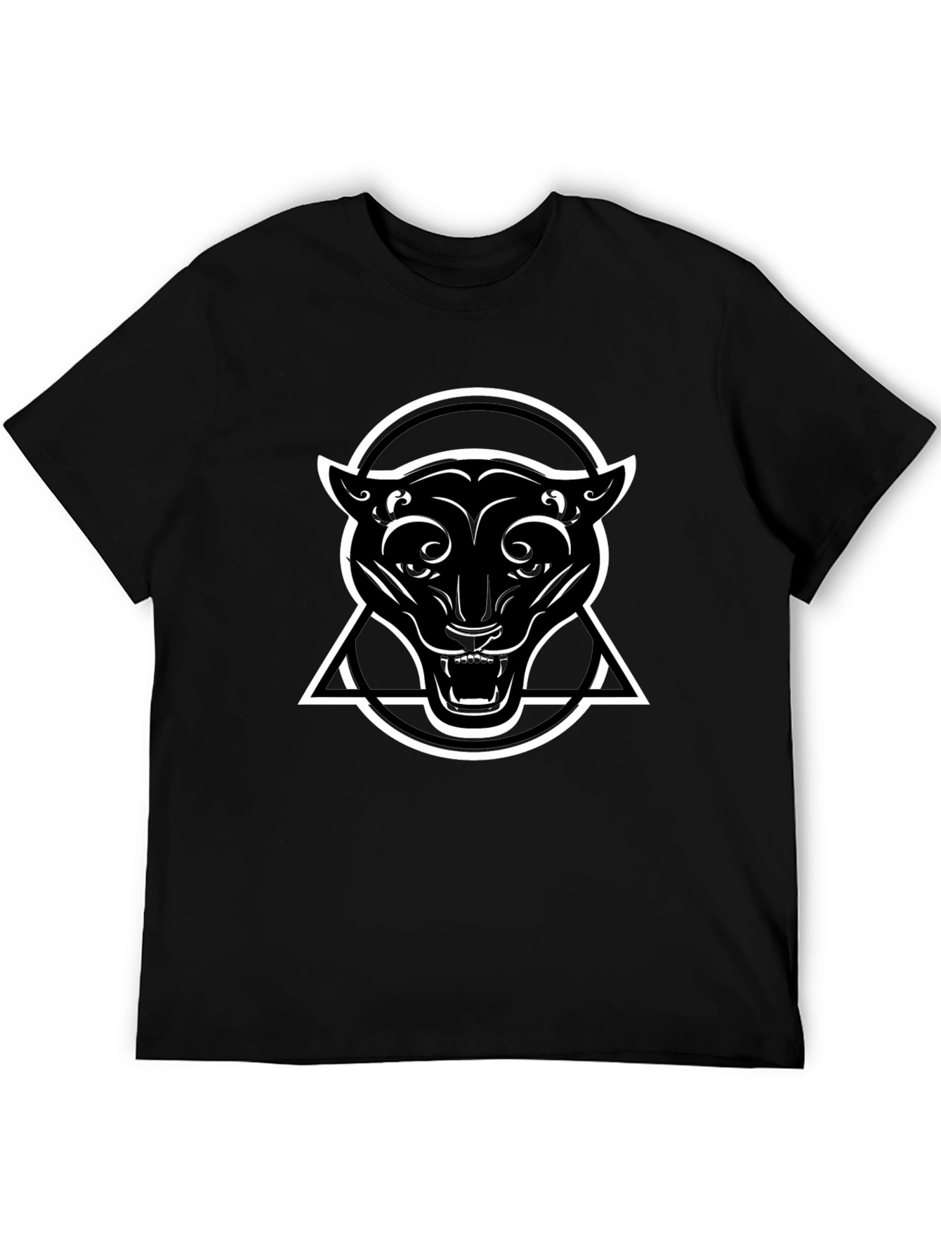 Black Black Panther Graphic Tee - Circle Triangle Design view 5