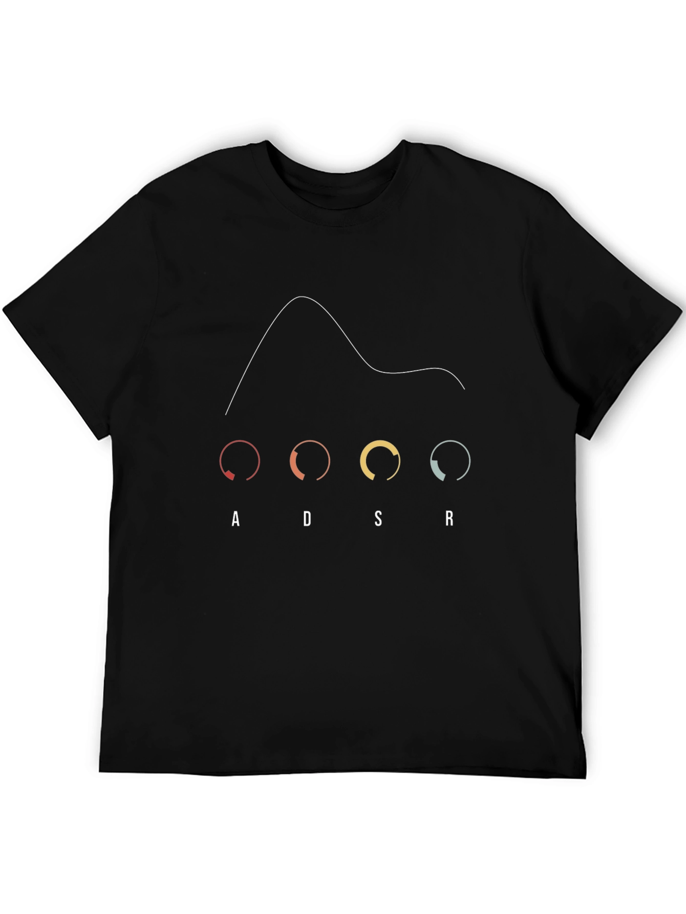 Black ADSR Synthesizer Black T-Shirt view 5