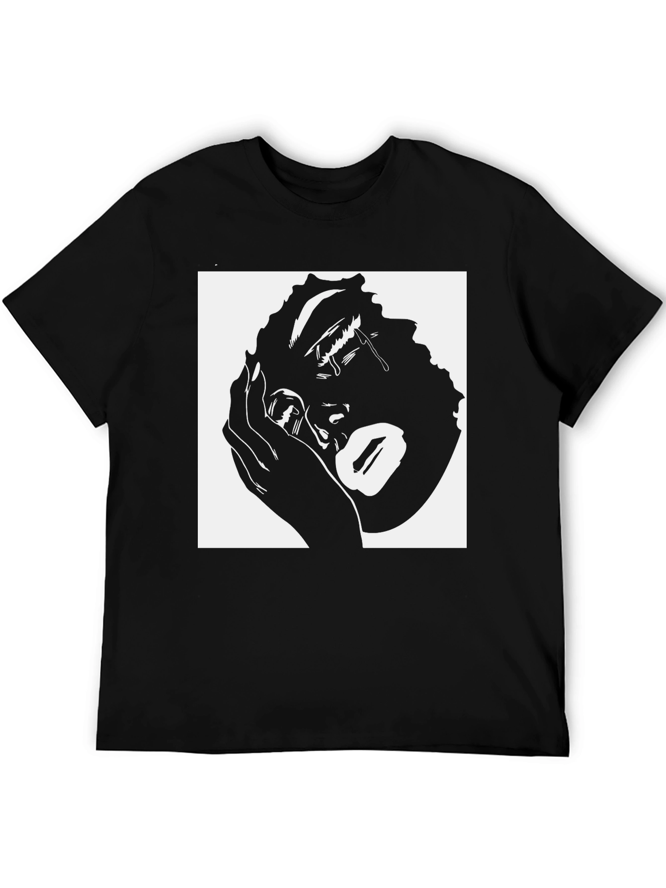Black Tearful Silhouette Graphic Tee - Modern Streetwear view 5