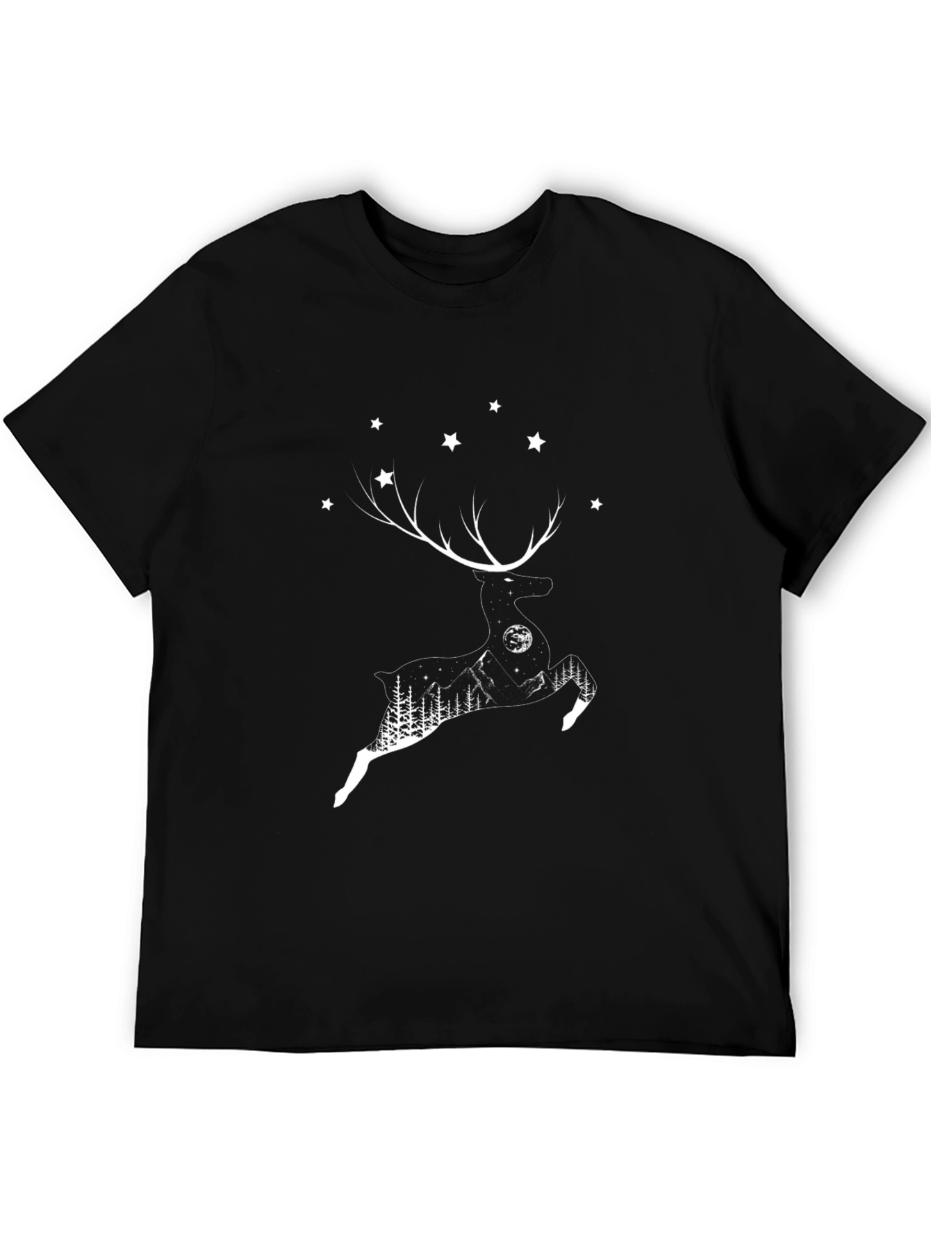 Black Reindeer Silhouette Graphic T-Shirt view 5