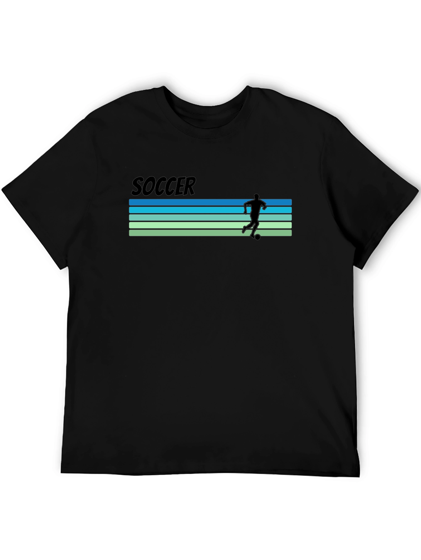 Black Soccer Retro Stripes T-Shirt  view 5
