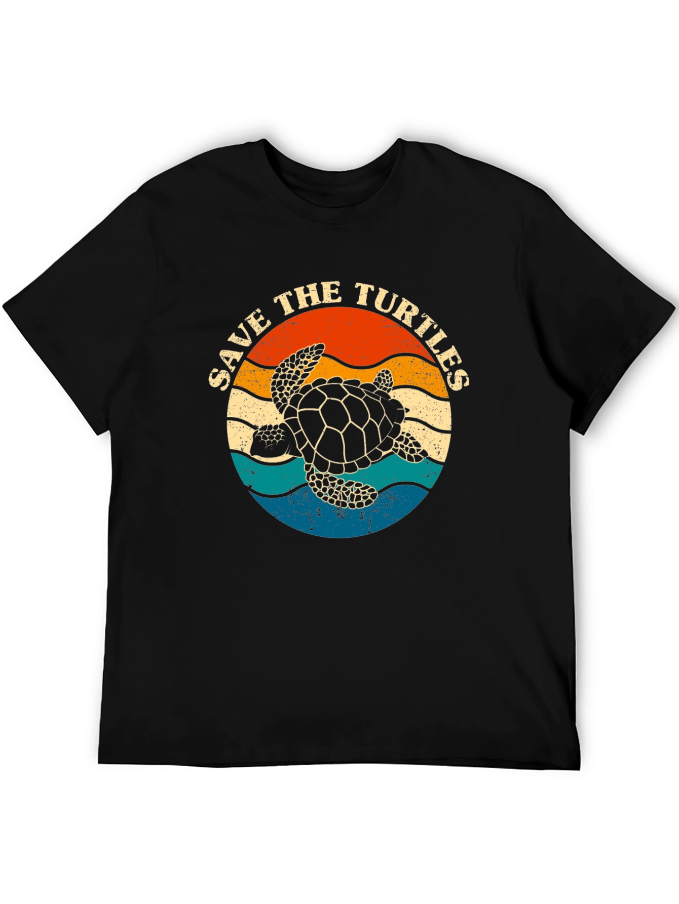 Black Save the Turtles Graphic Tee - Retro Style view 5