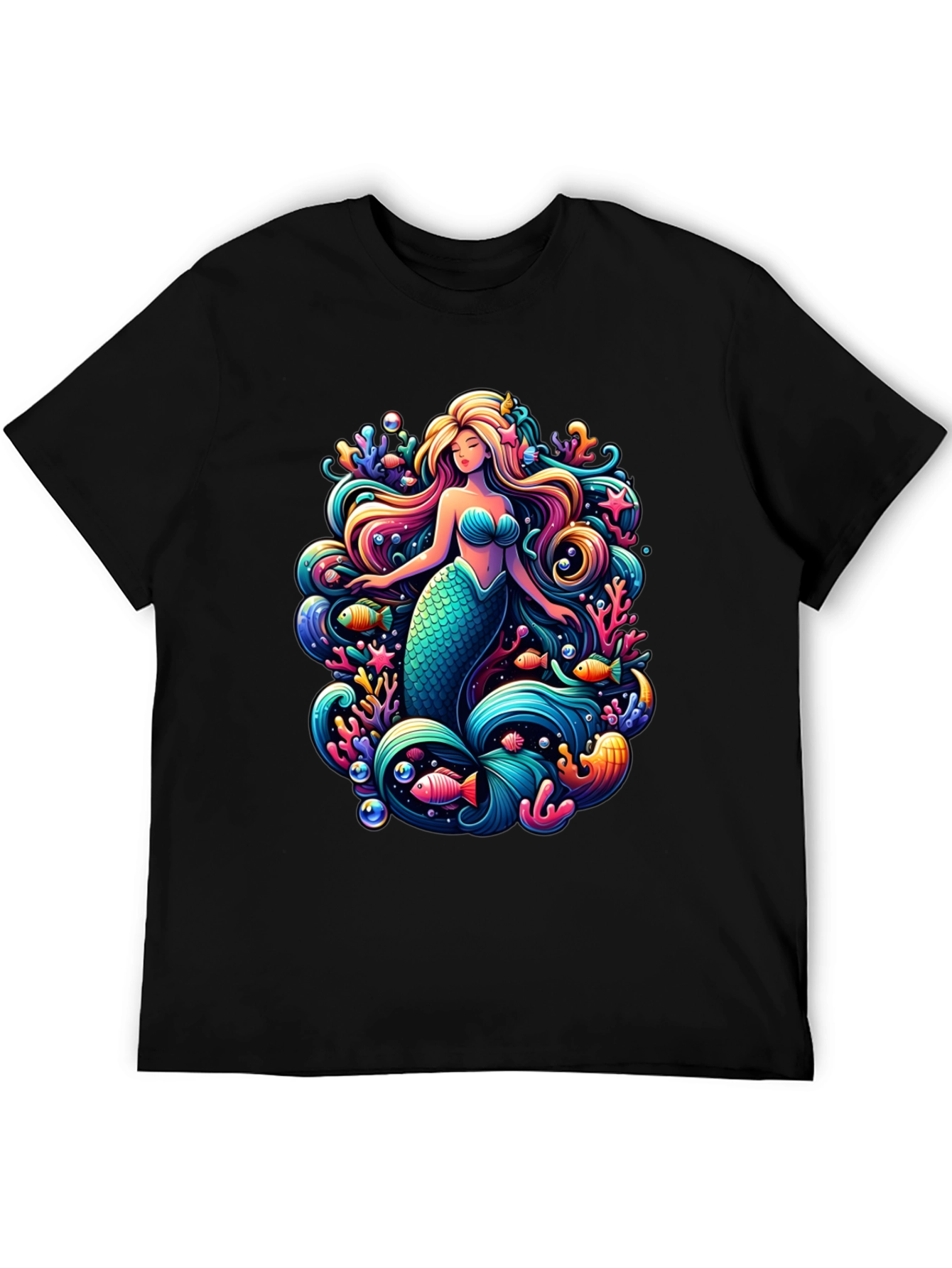 Black Mermaid Graphic Tee - Black Cotton Blend view 5