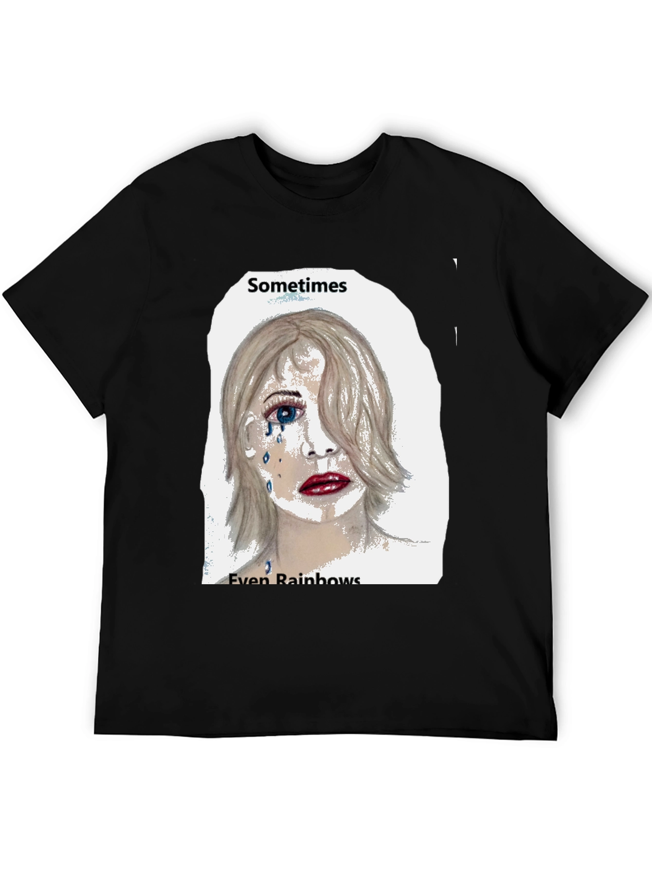 Black Emo Tears T-Shirt: Sometimes Even Rainbows view 5