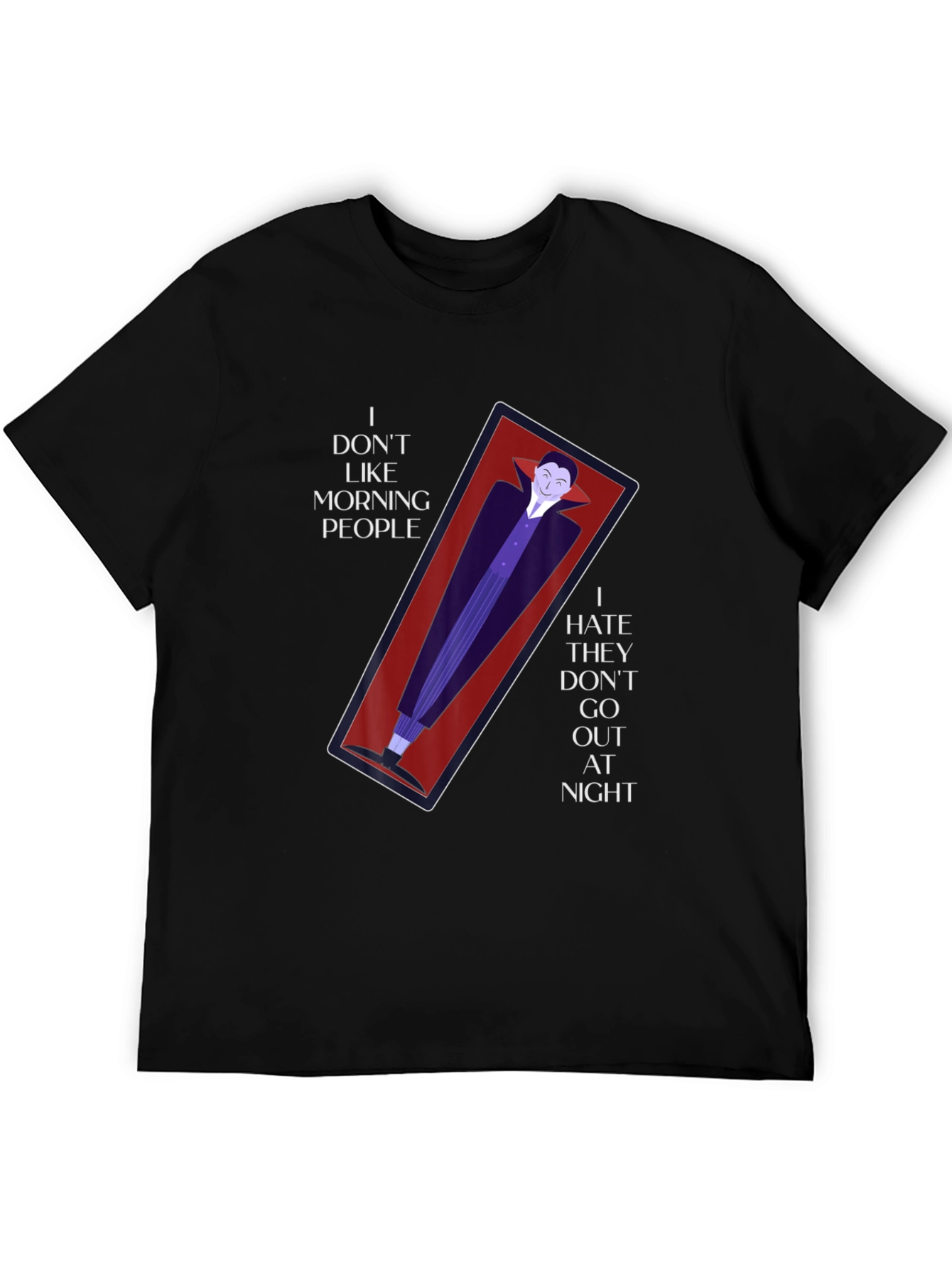 Black Vampire Coffin Graphic T-Shirt - Anti-Morning Person Tee view 5