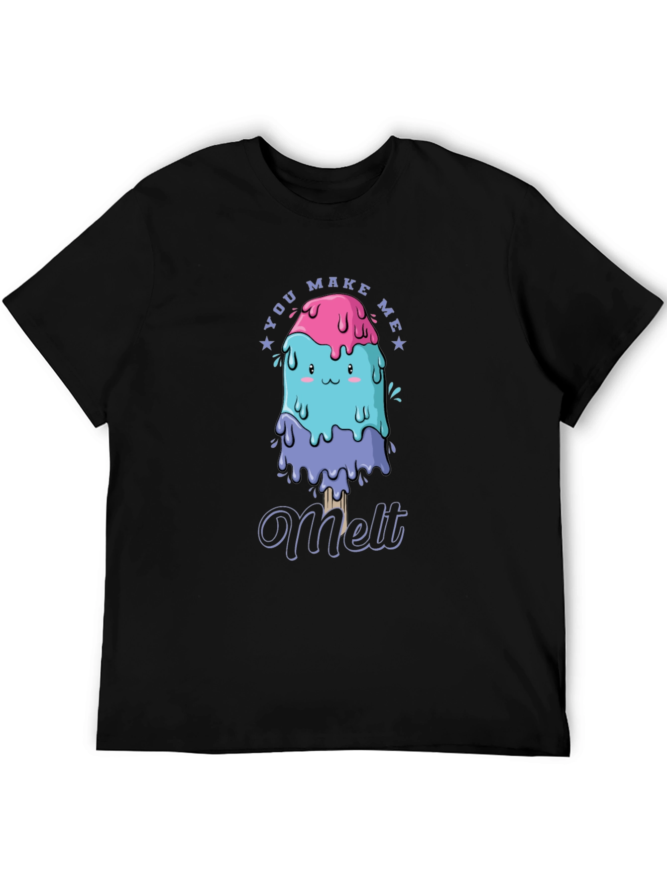 Black You Make Me Melt T-Shirt, Cute Kawaii Ice Cream Tee, Mens Black view 5