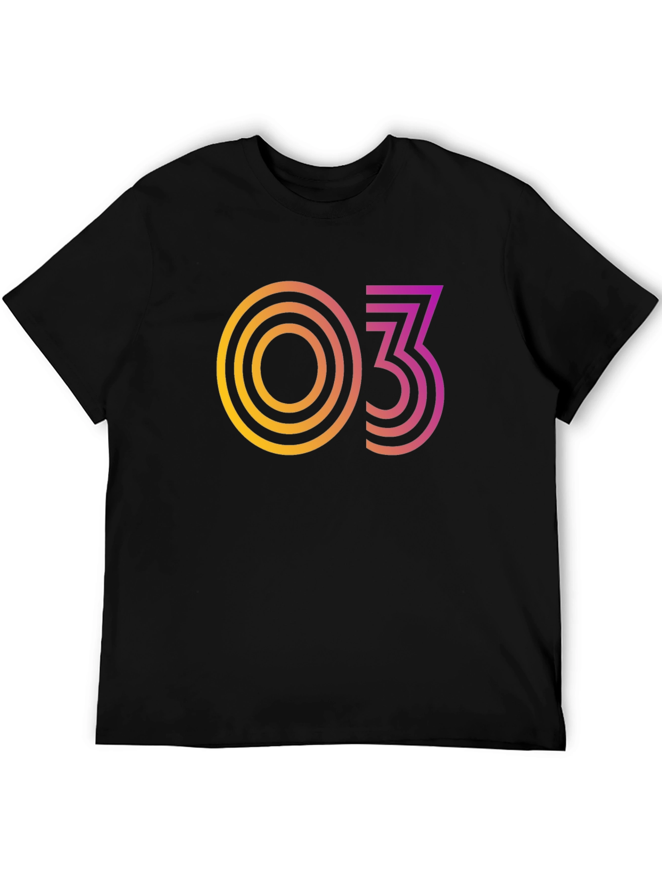 Black Retro Gradient "03" Graphic Tee - Cool & Trendy! view 5
