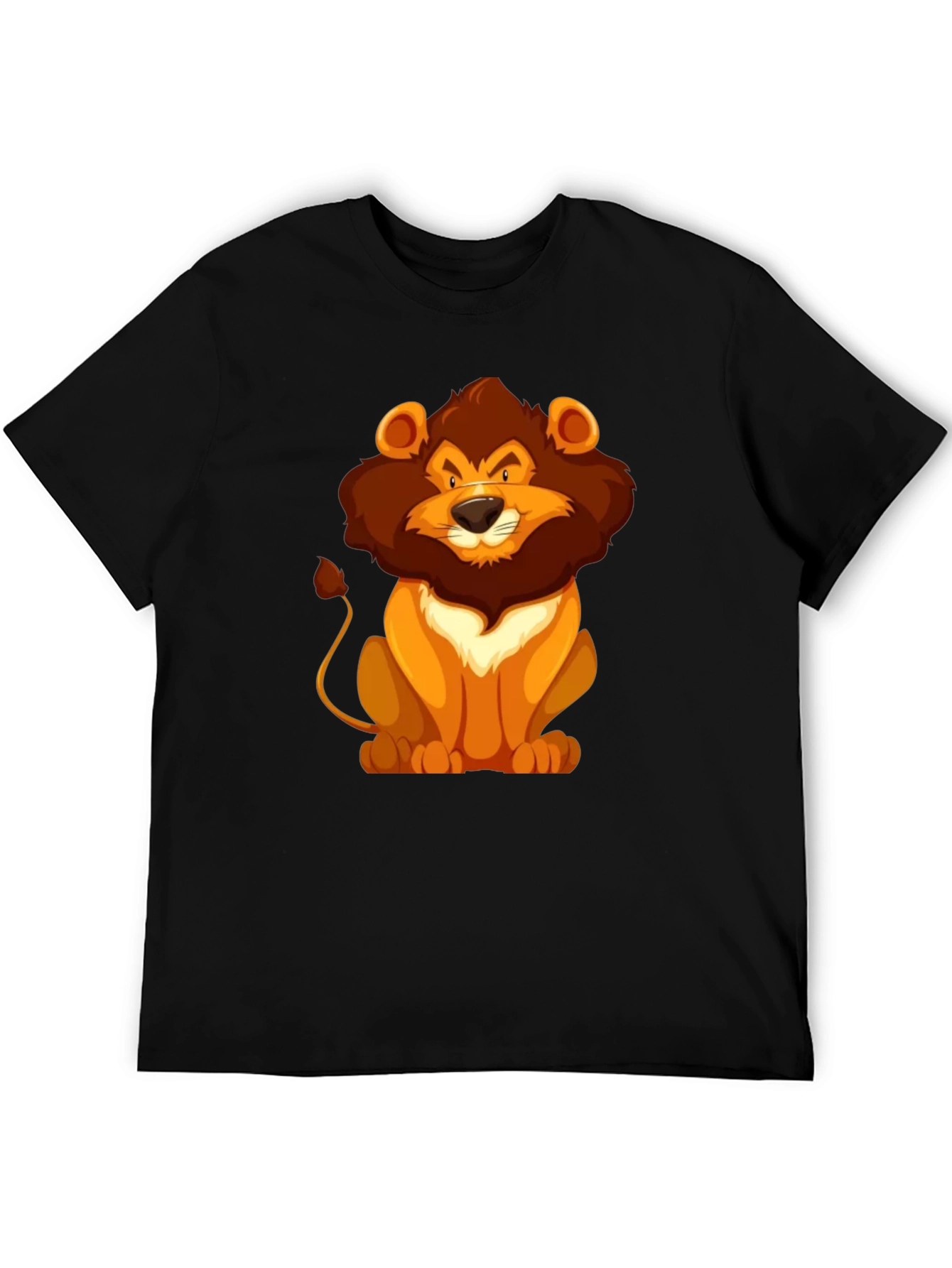 Black Lion Cartoon Graphic Black T-Shirt view 5