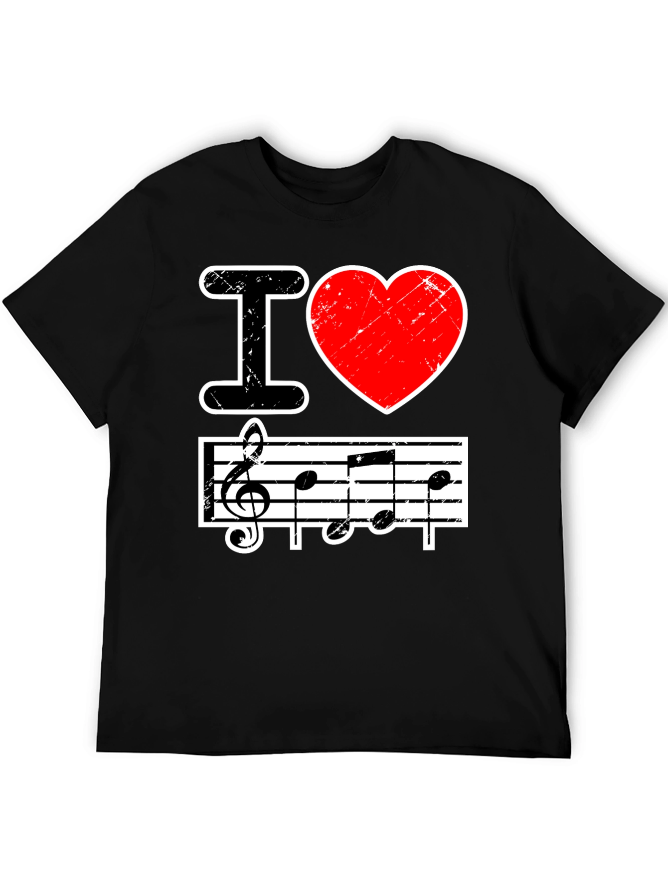 Black I Love Music Black Graphic T-Shirt view 5