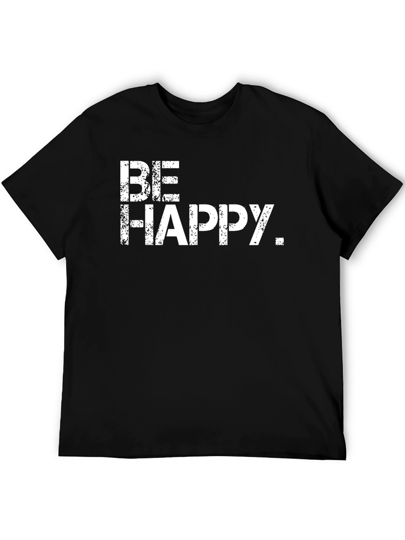 Black Be Happy Graphic T-Shirt - Black Casual Tee view 5