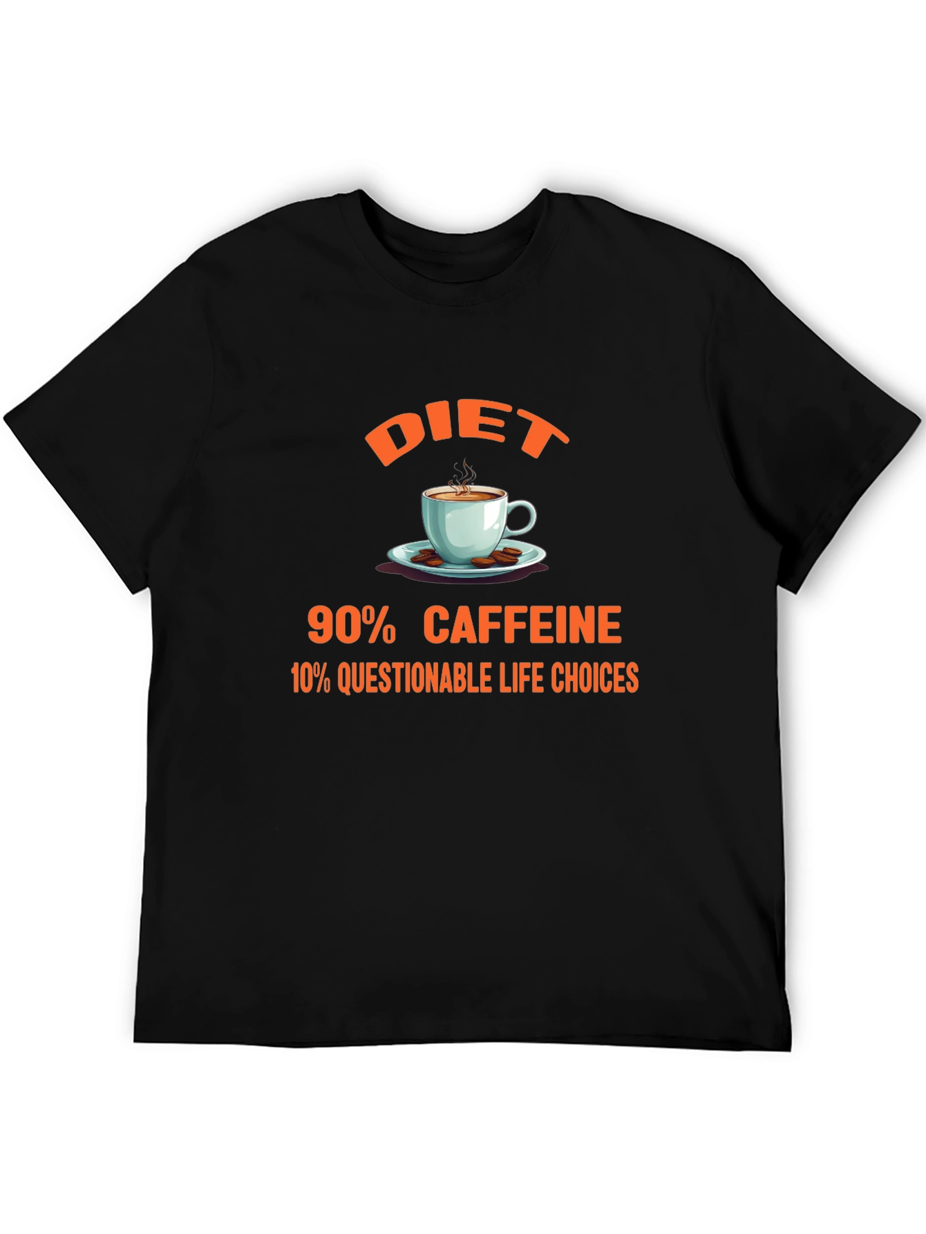 Black Diet 90% Caffeine Graphic Tee - Novelty Coffee Lover Shirt view 5