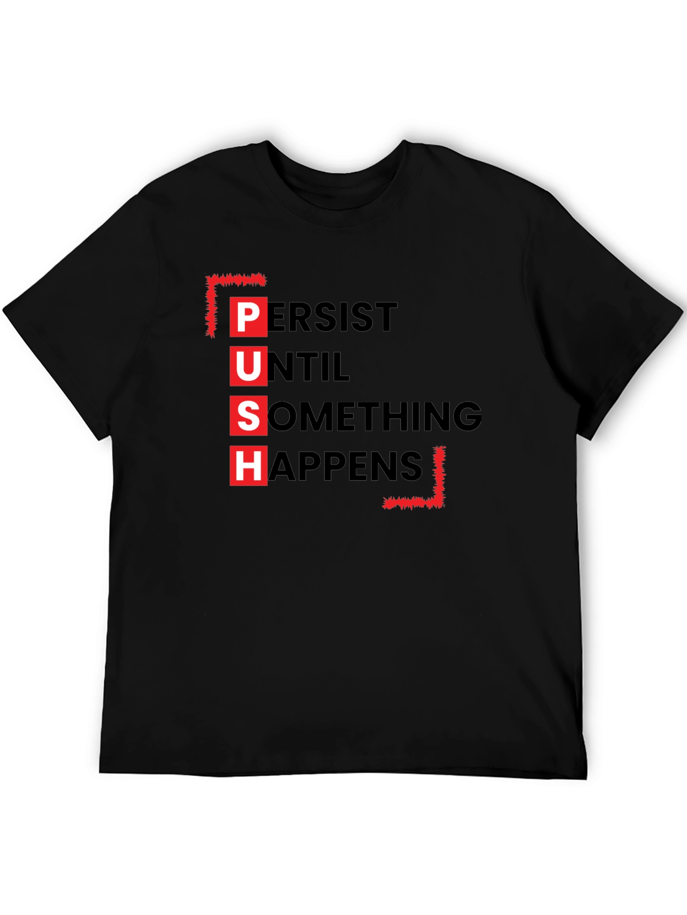 Black PUSH Graphic Tee - Motivational Black T-Shirt view 5