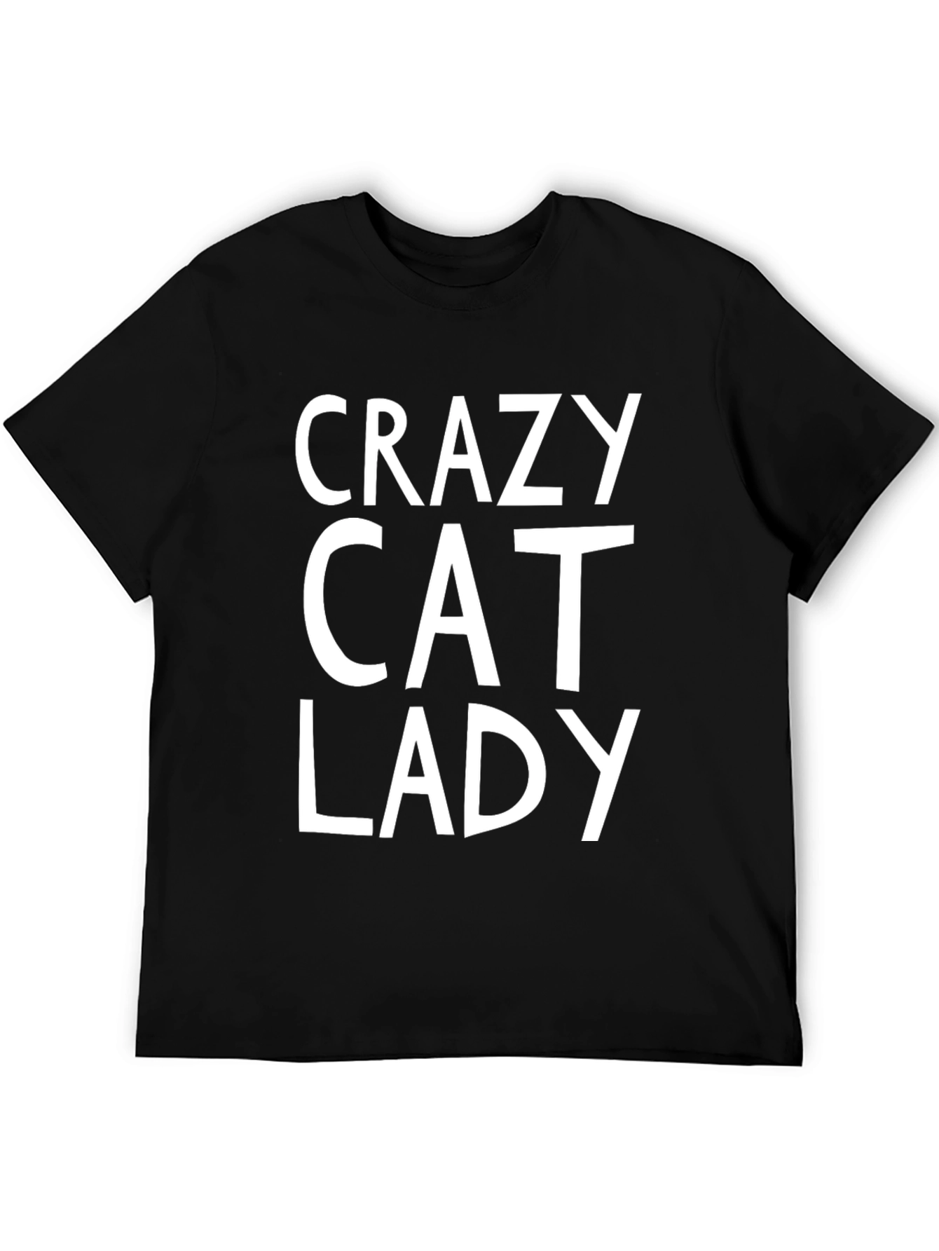 Black Crazy Cat Lady Graphic Tee - Black Cotton T-Shirt view 5