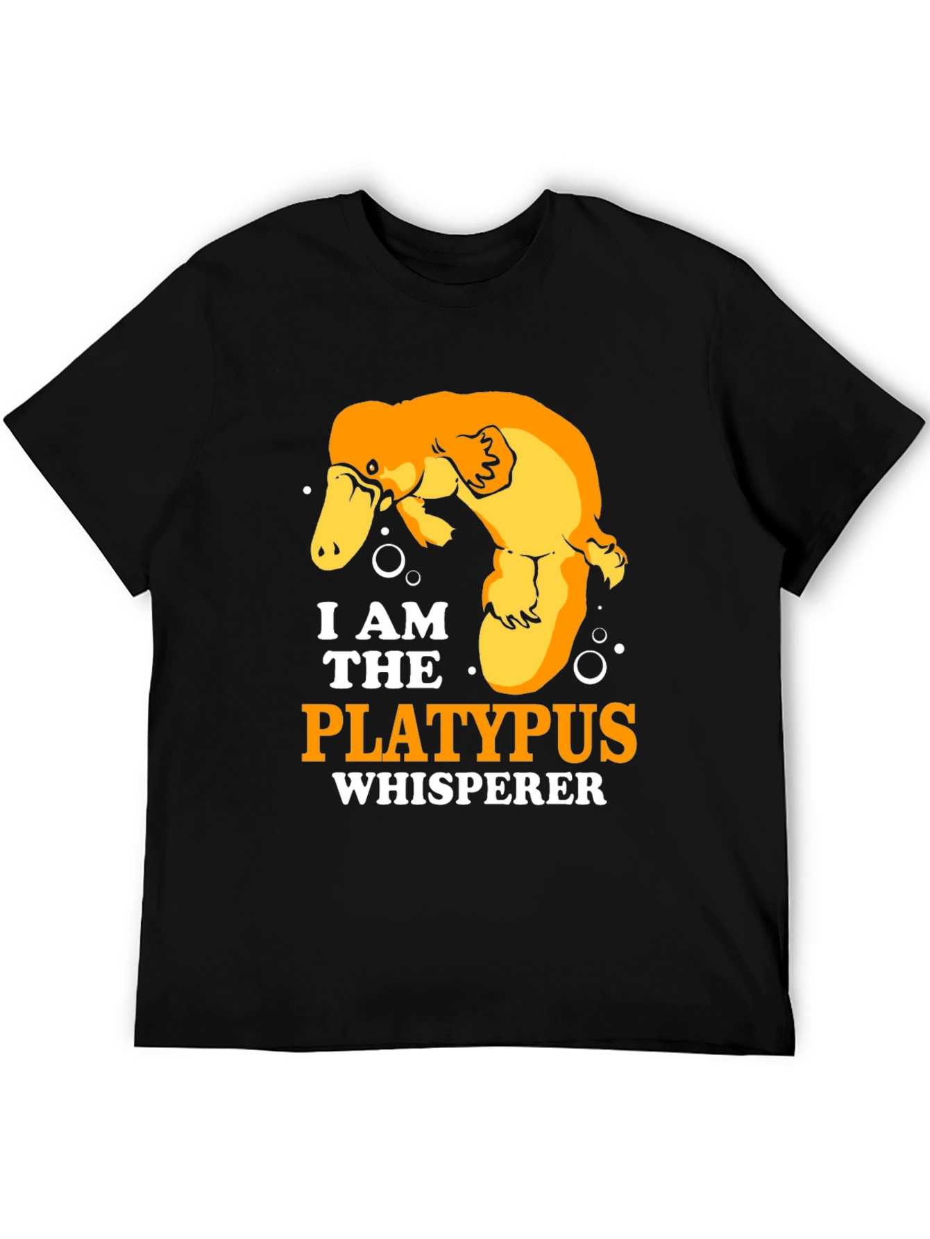 Black Platypus Whisperer T-Shirt, Black Cotton Tee view 5