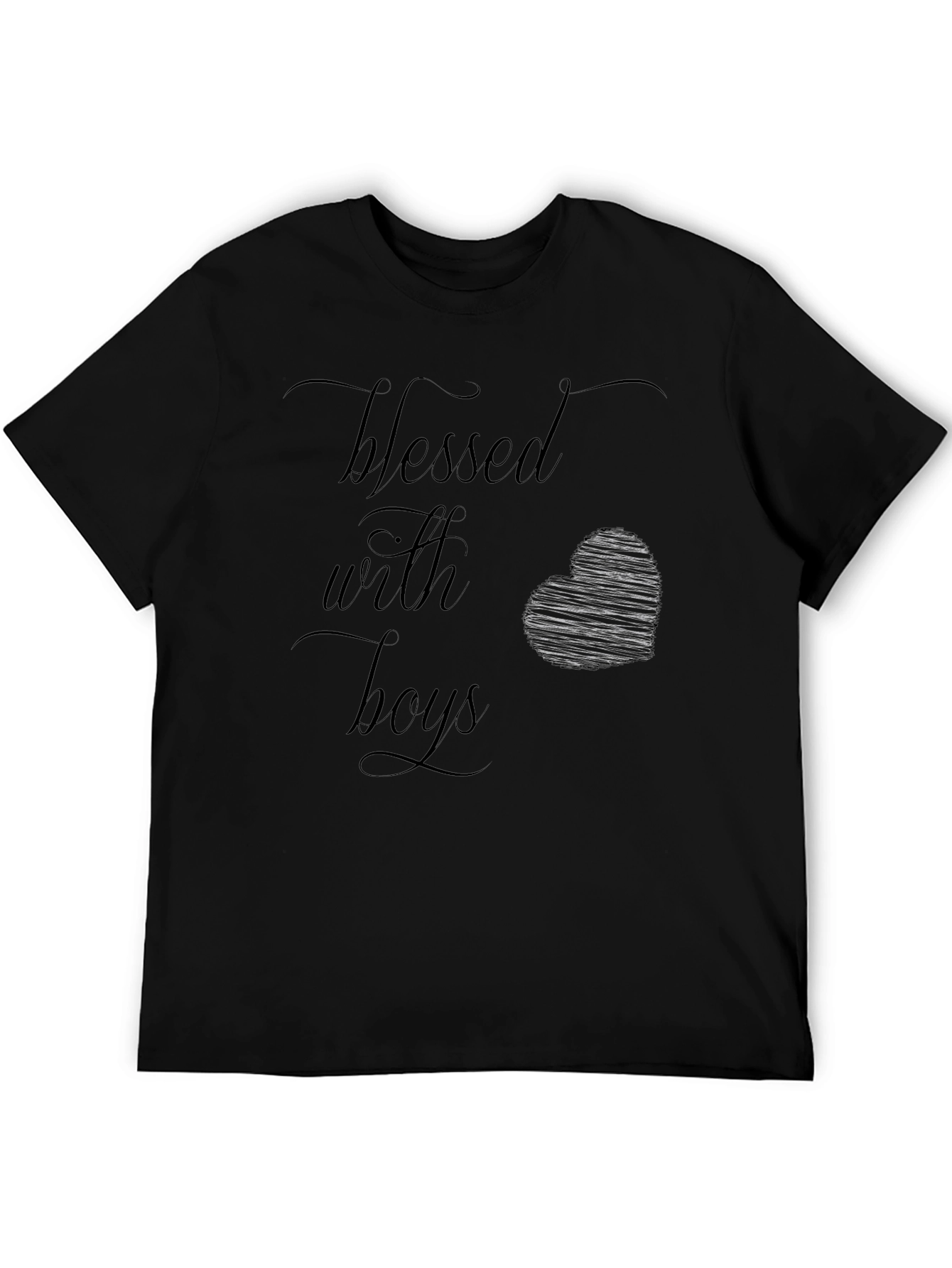 Black Blessed With Boys Black Graphic Tee Shirt view 5