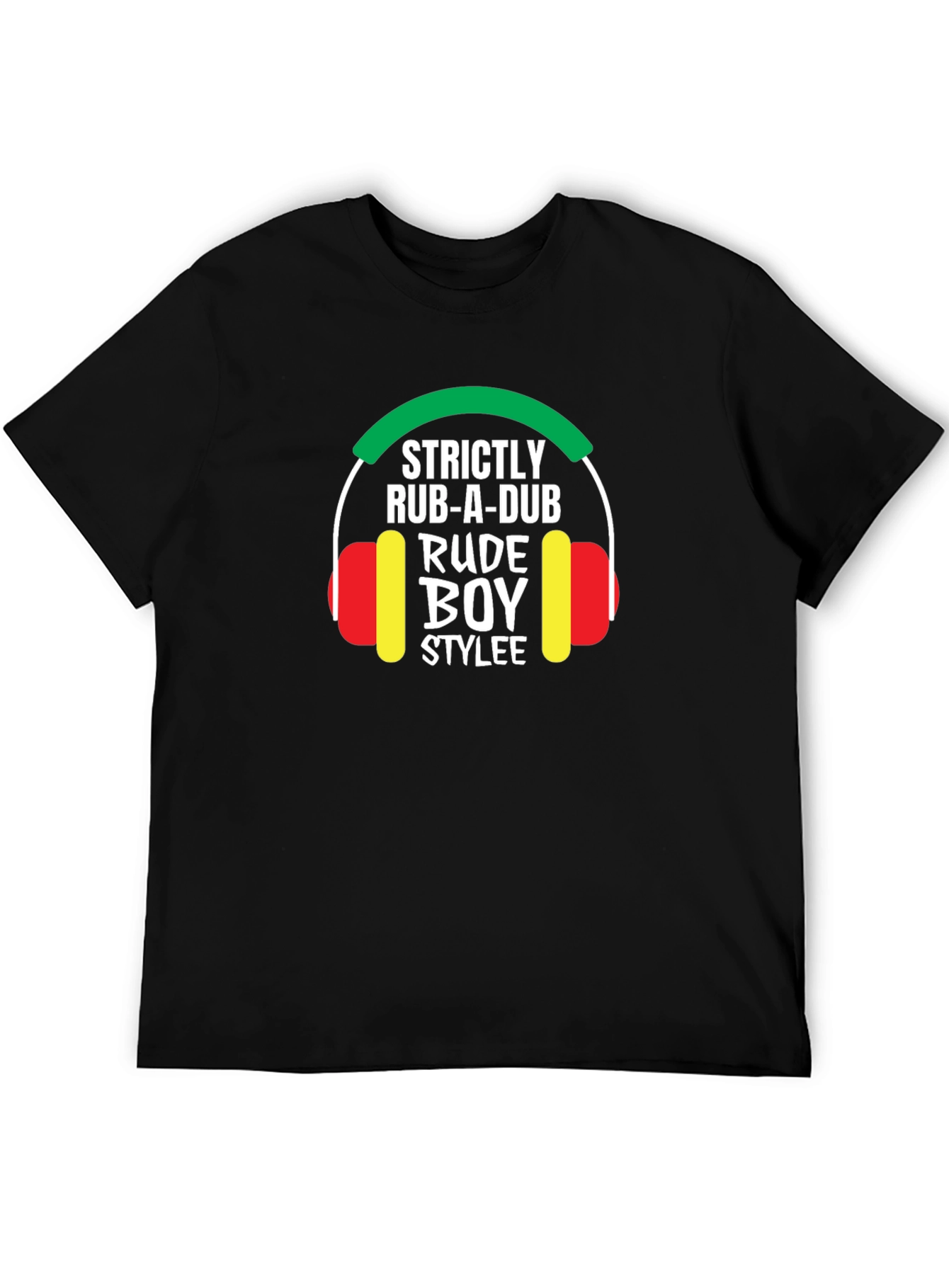 Black Strictly Rub-A-Dub Rude Boy Stylee Black T-Shirt view 5