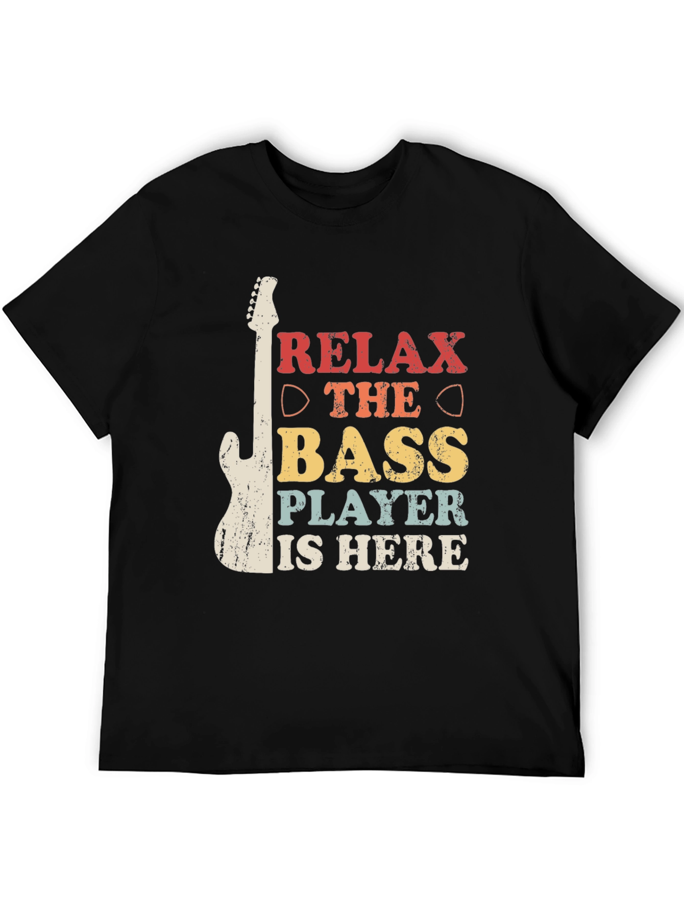 Black Relax Bass Player is Here Black Graphic Tee view 5
