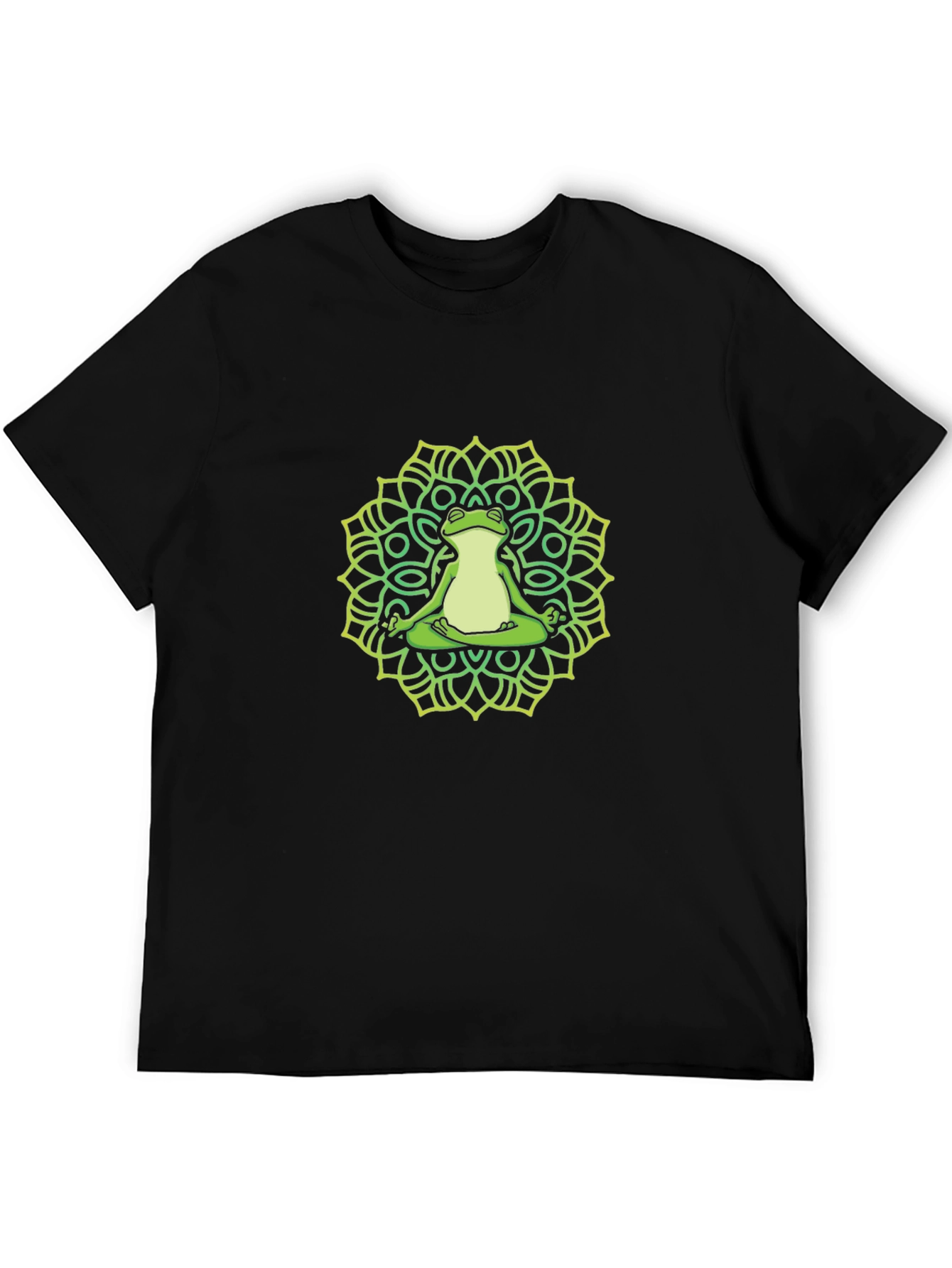 Black Meditating Frog Mandala T-Shirt - Black view 5