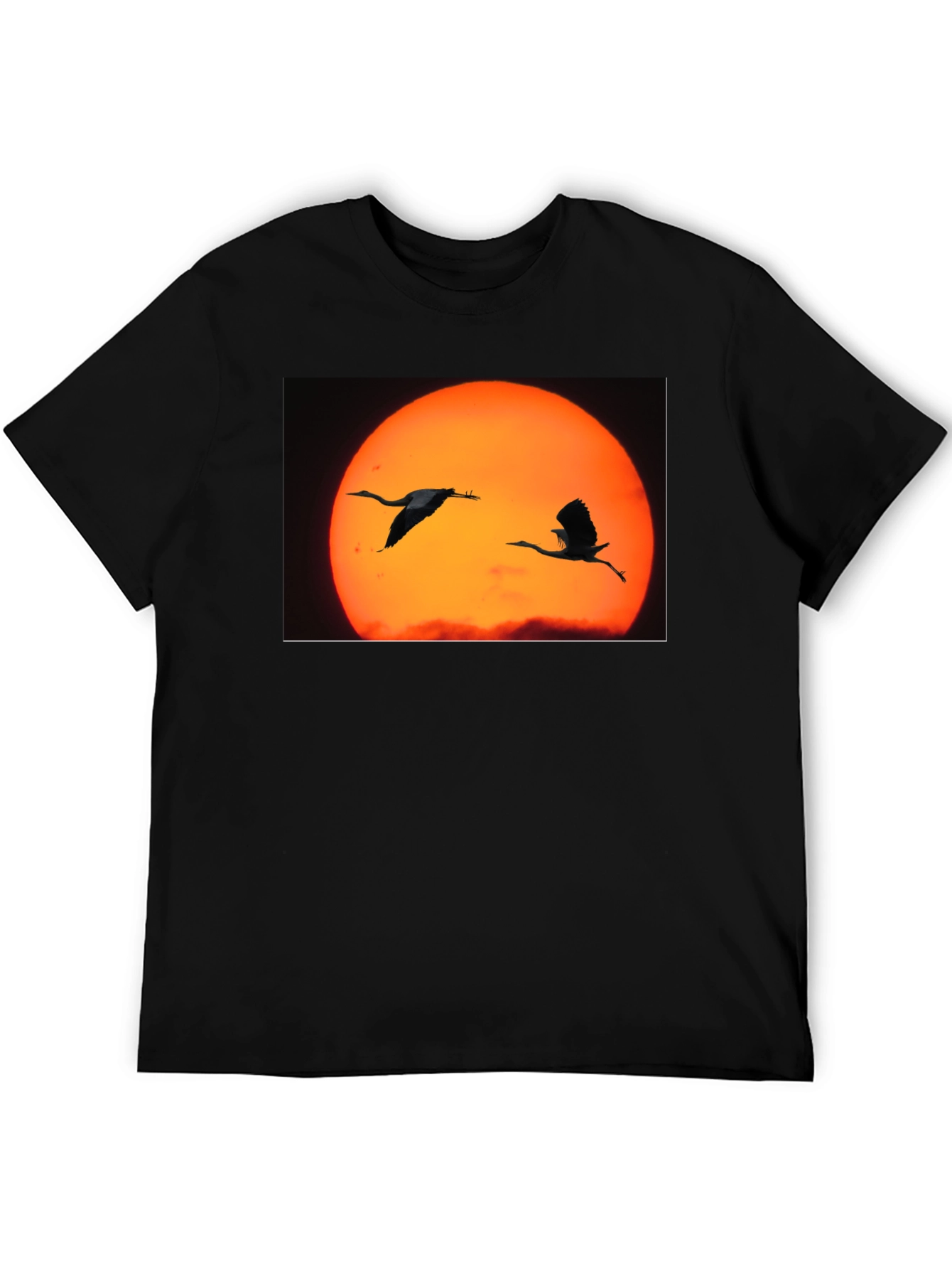 Black Sunset Birds Black T-Shirt view 5