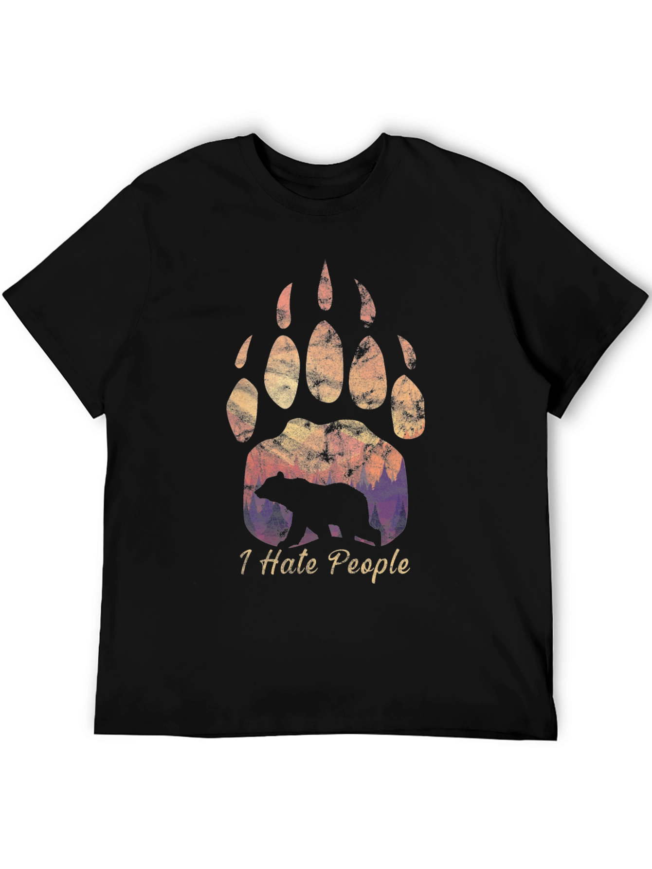 Black I Hate People Bear Paw T-Shirt view 5