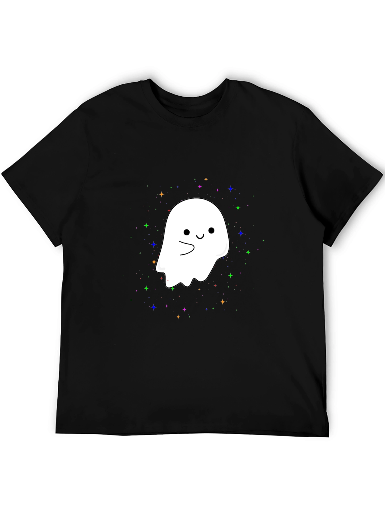 Black Cute Ghost Graphic Tee - Halloween Spooky Season T-Shirt view 5