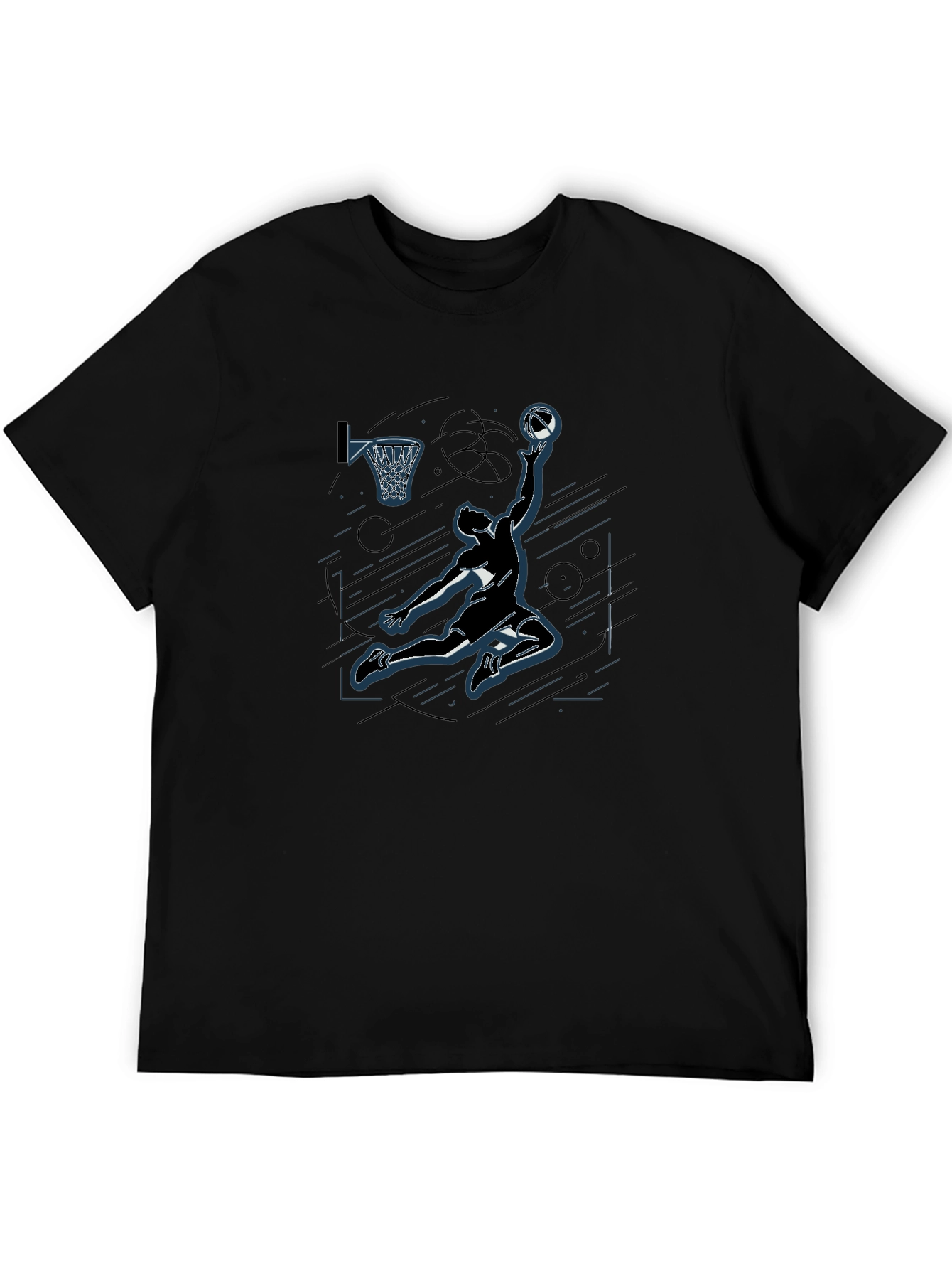 Black Basketball Player Graphic Tee - Black Cotton Casual Shirt view 5