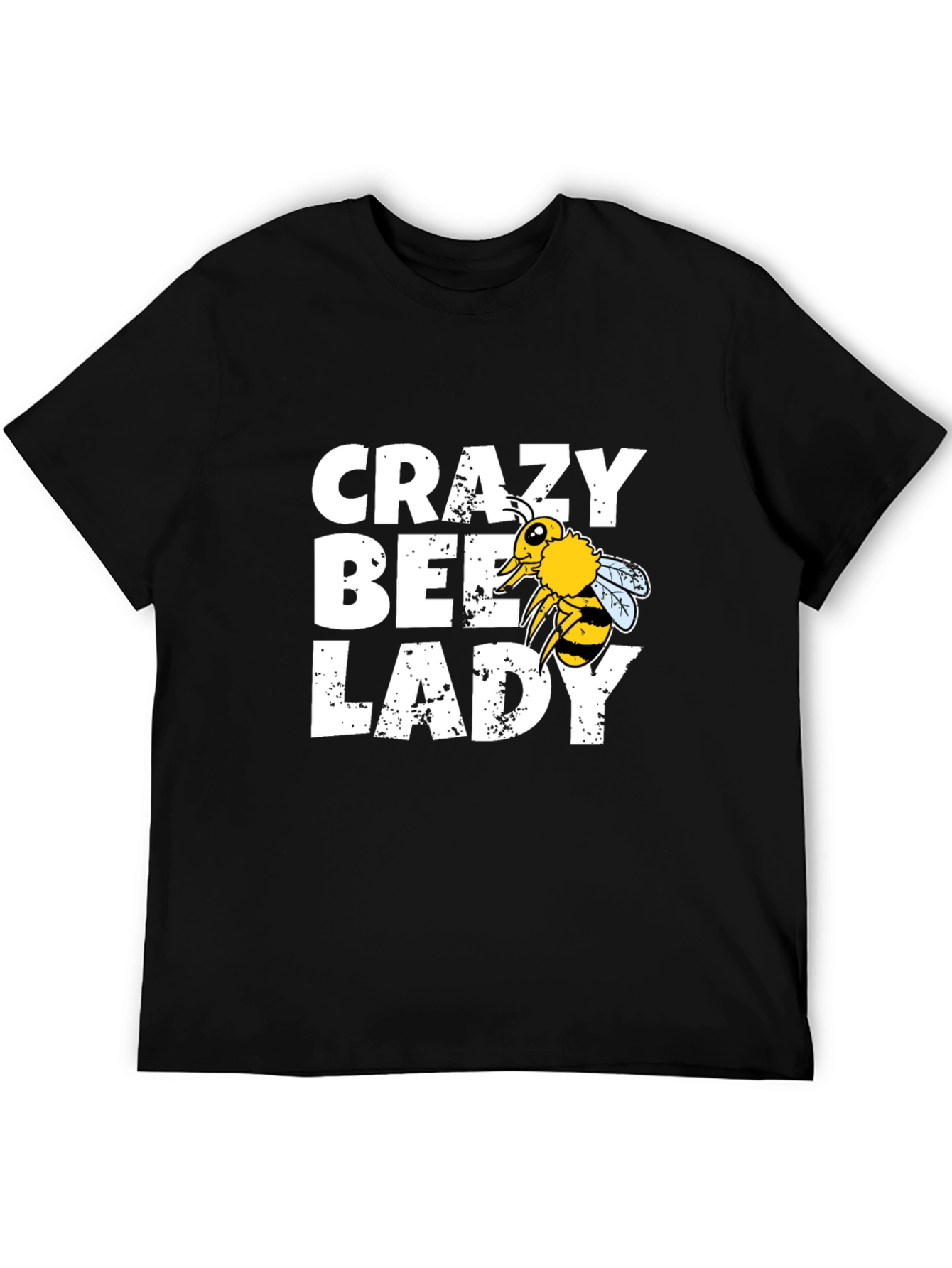 Black Crazy Bee Lady Graphic Tee - Black Cotton Blend view 5