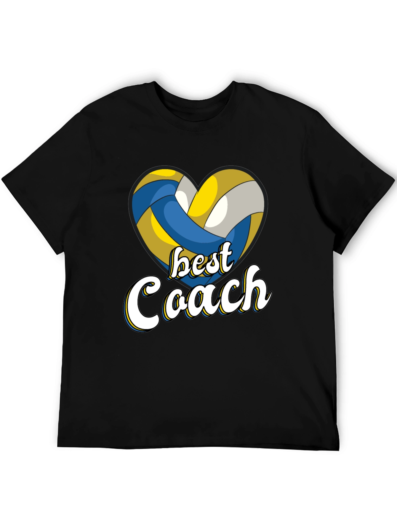 Black Best Coach Volleyball Heart T-Shirt view 5