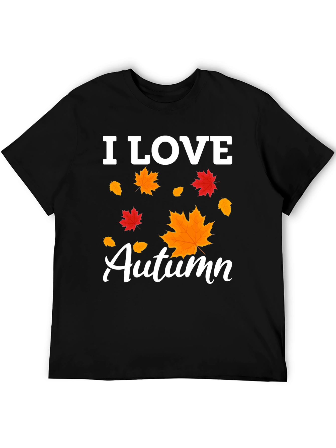 Black I Love Autumn Leaves Graphic T-Shirt view 5