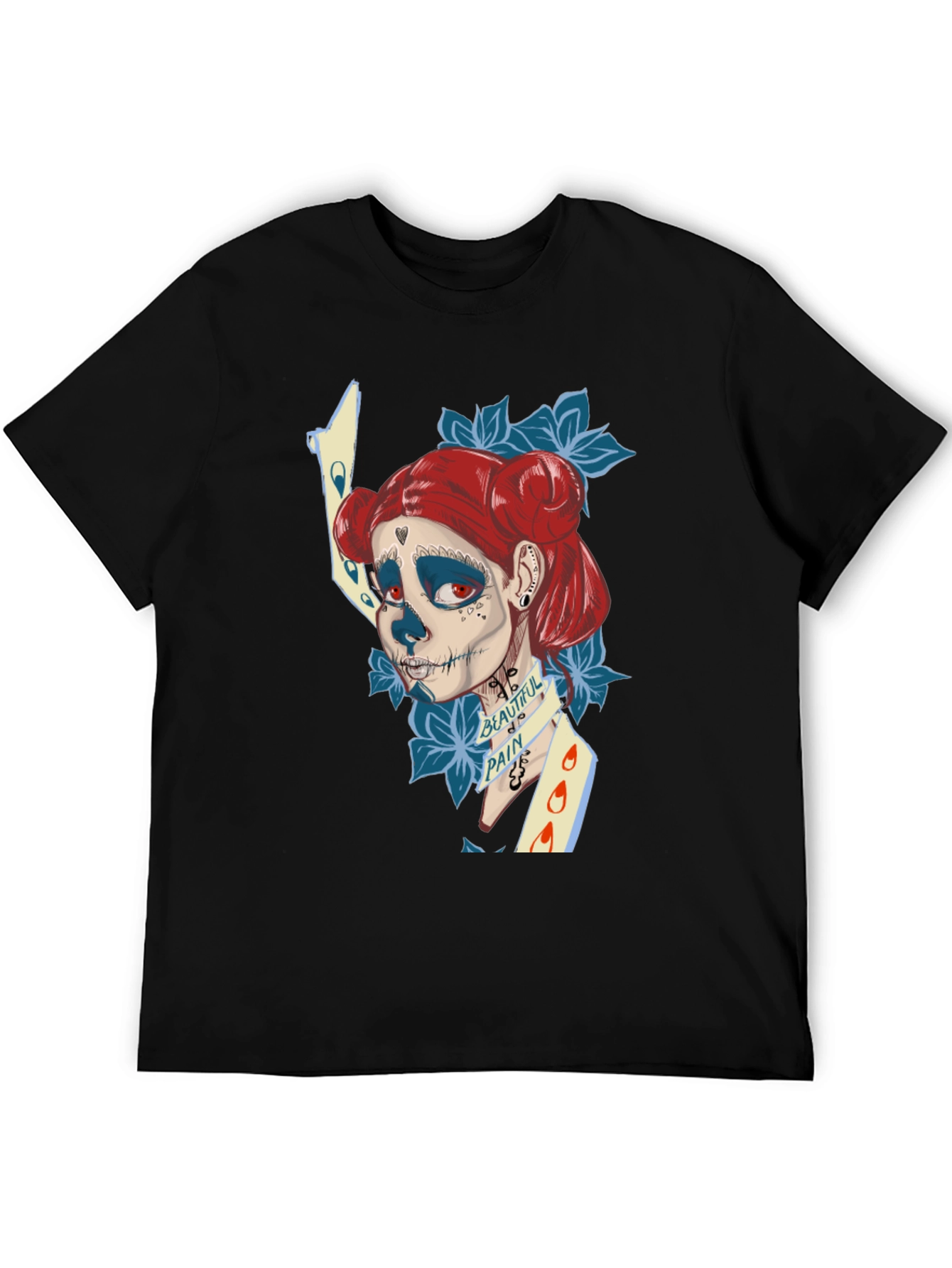 Black Sugar Skull Art T-Shirt view 5