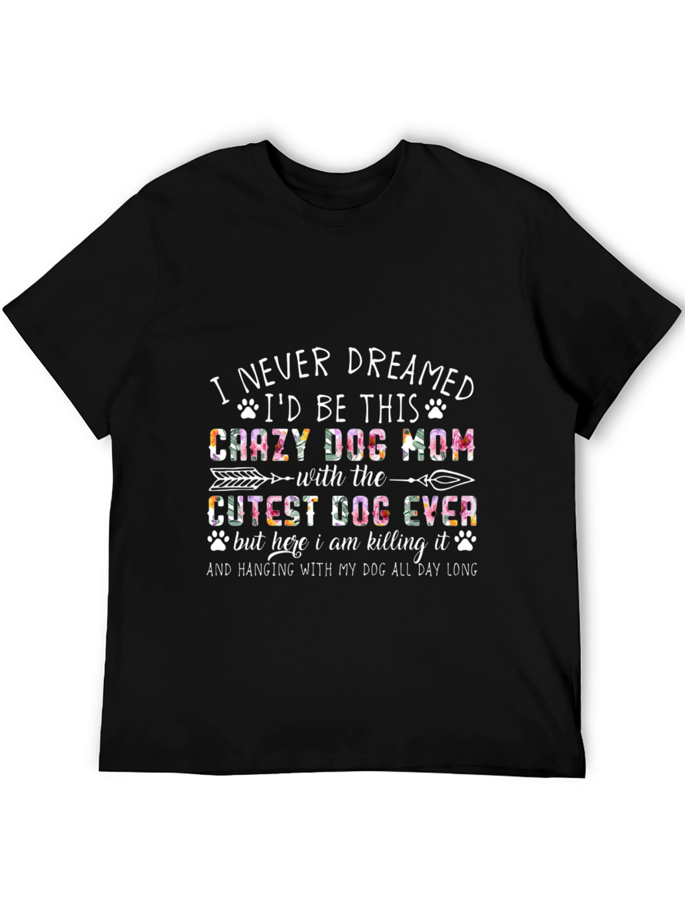 Black Crazy Dog Mom T-Shirt - Cute Pet Lover Apparel view 5