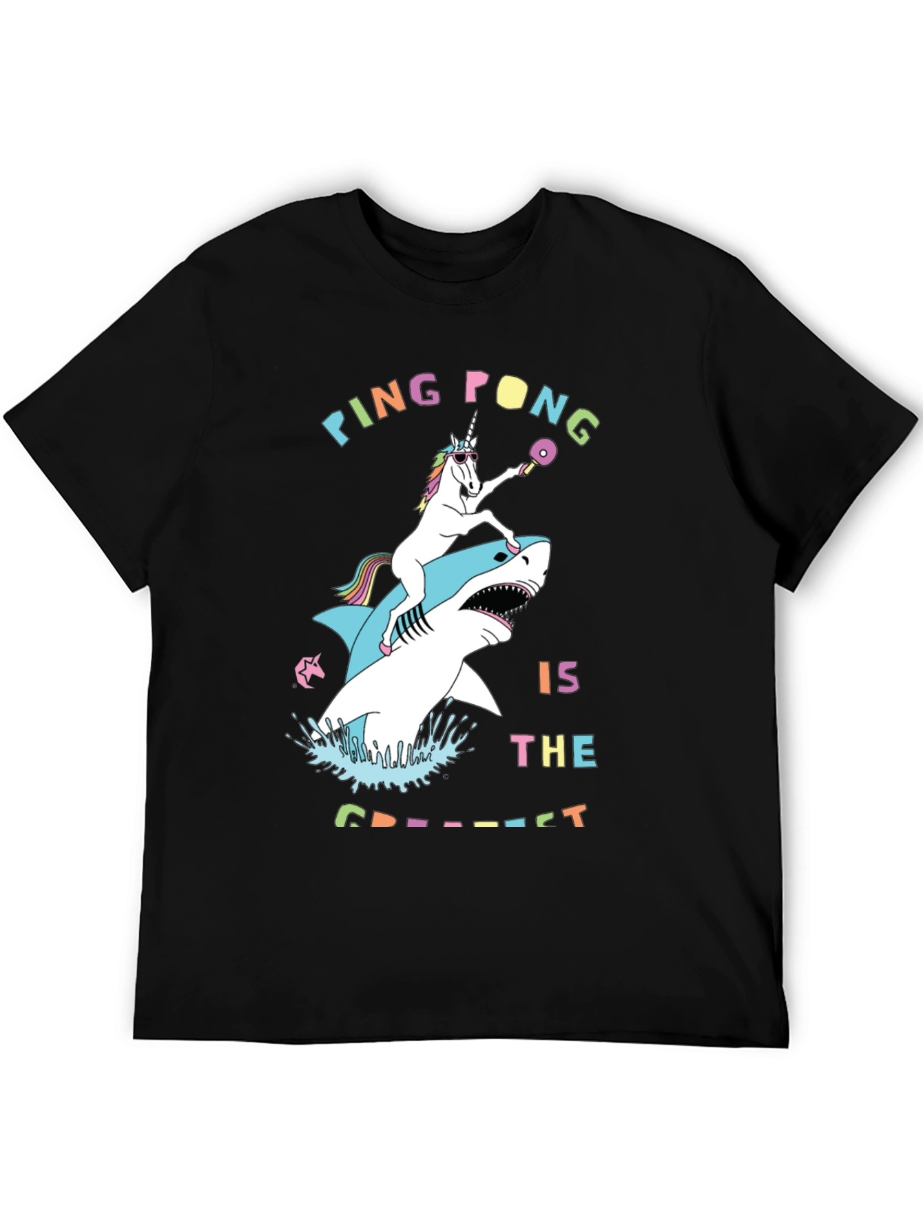 Black Ping Pong Unicorn & Shark Tee view 5