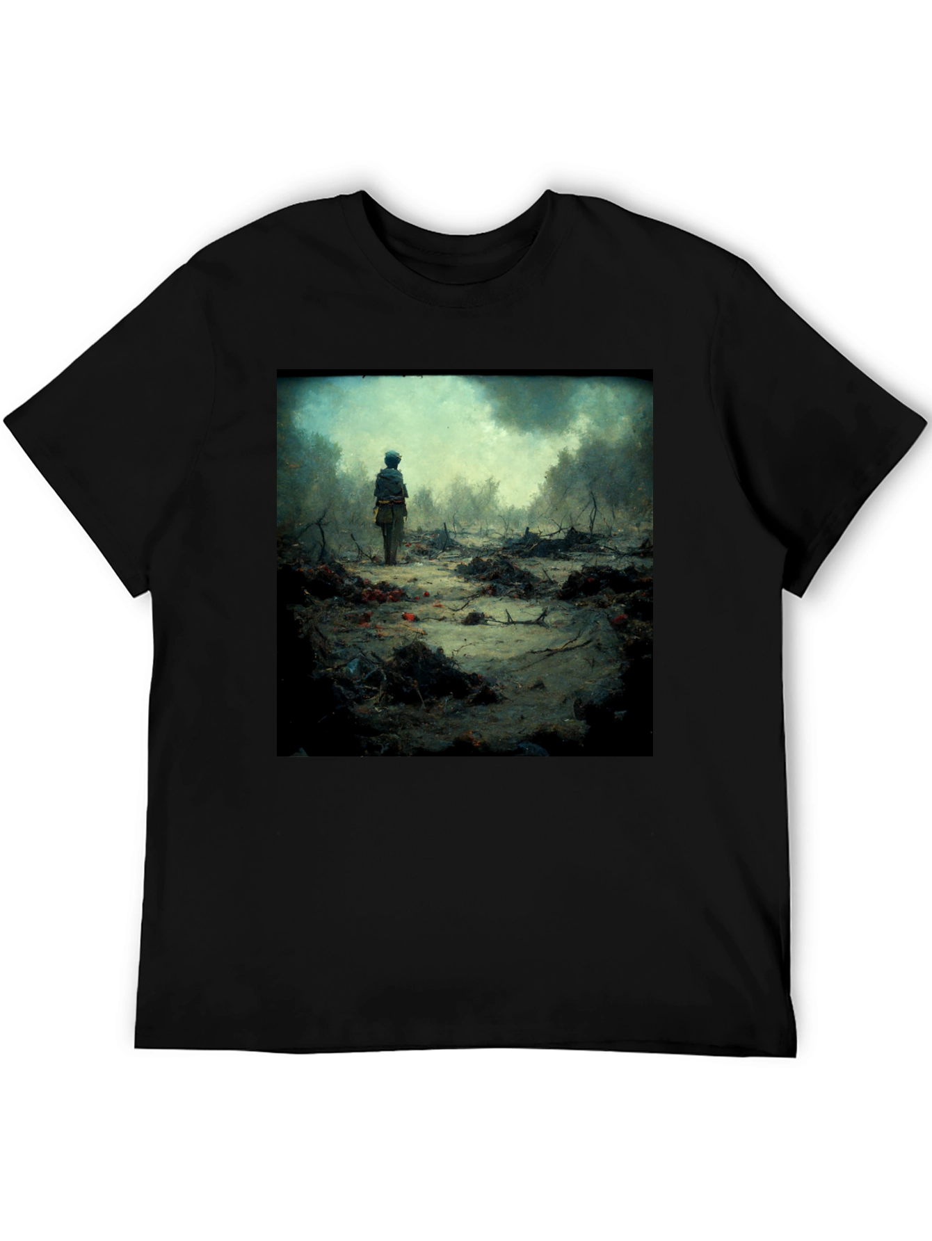 Black Artistic Scene Printed T-Shirt view 5